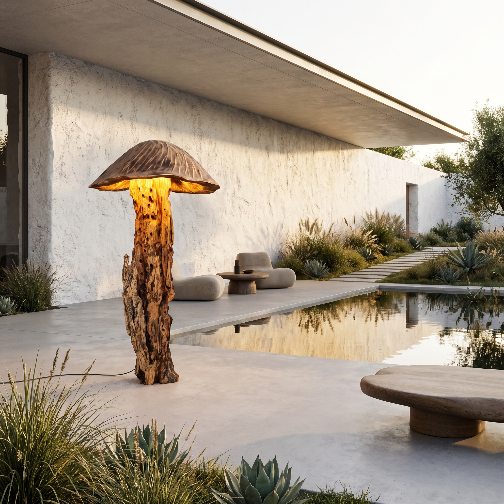 Organic Floor Lamp With Tree Trunk Base And Sculptural Shade For Living Room And Bedroom SINLHAFLP069