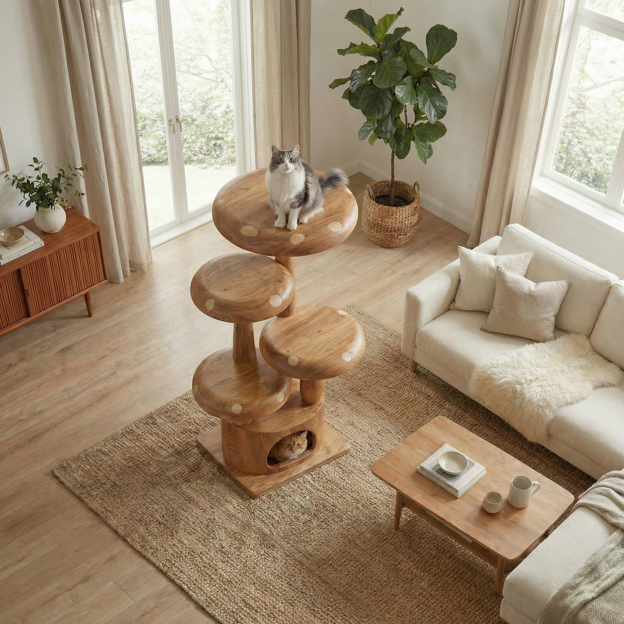 Modern Mushroom Cat Tree For Living Room And Pet Space SINLSATT121