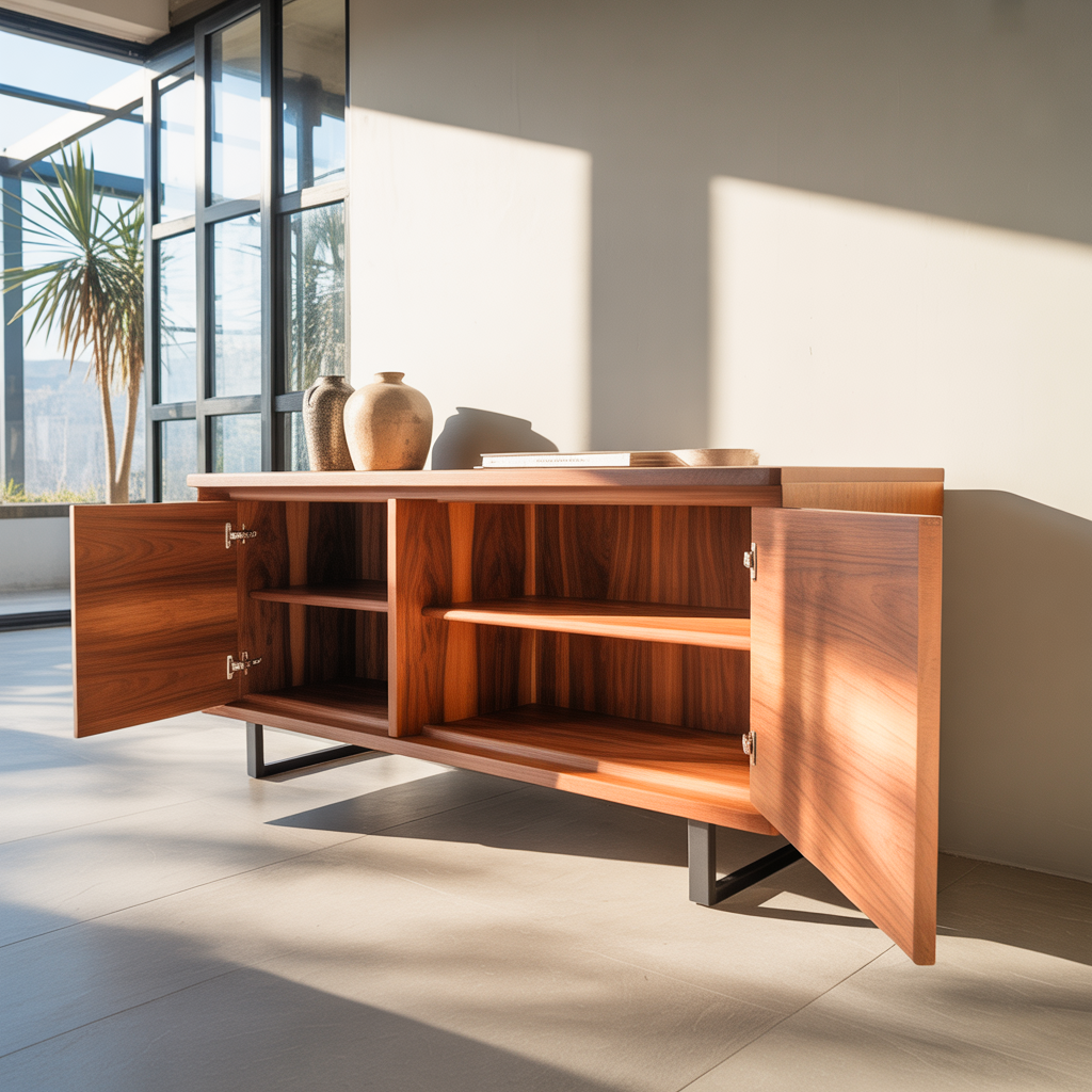 Modern Wavy Wood Sideboard Sculptural Cabinet For Entryway Or Living Room SITHTTSD007