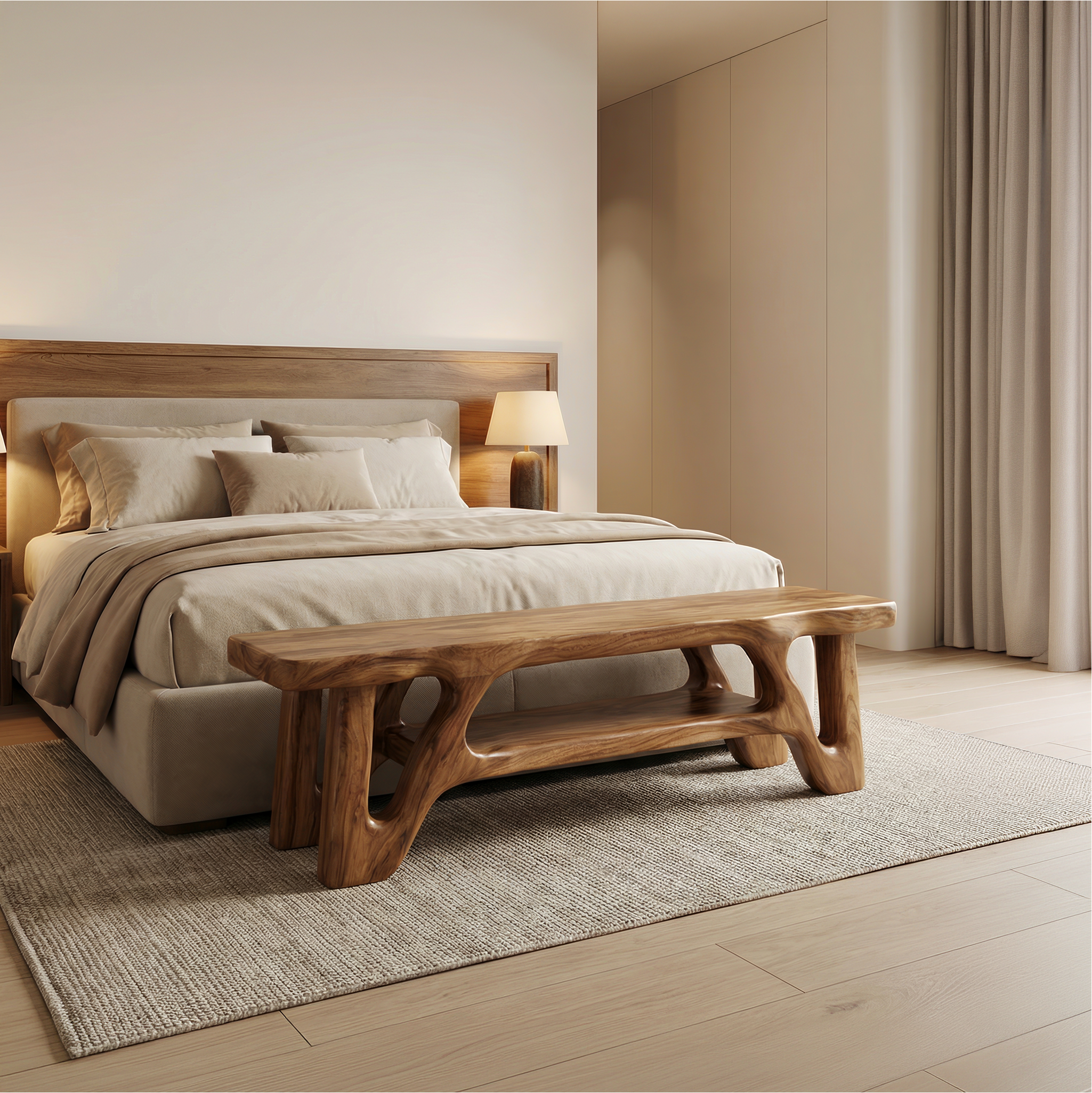 Modern Sculptural Bedroom Bench For Bedroom And Interior Decor SINLSARS085