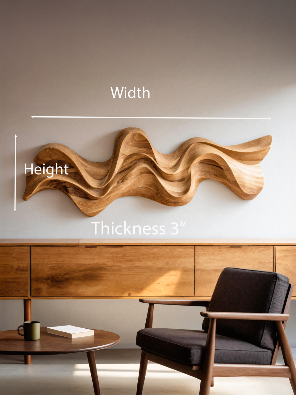 Modern Wavy Wall Art Sculpture For Living Room SITHTTWA017