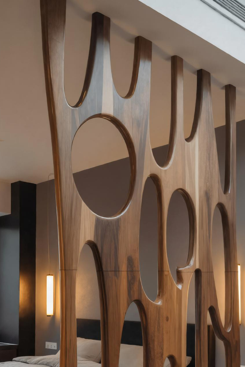 Modern Sculptural Room Divider With Artistic Carved For Bedroom SITHHNDVR004