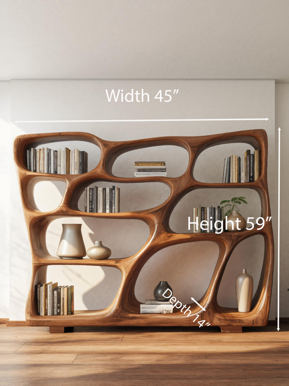 Modern Bookshelf With Sculptural Open Design For Living Room SITHTTBS029