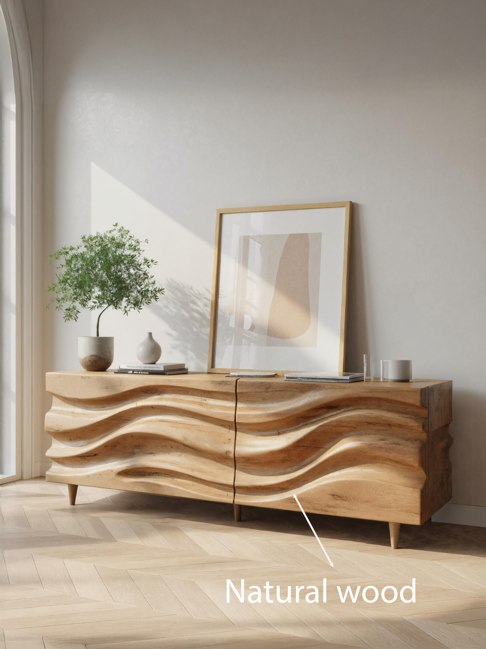 Hand Carved Wave Sideboard For Living Room Or Dining Room SITHTTSD003