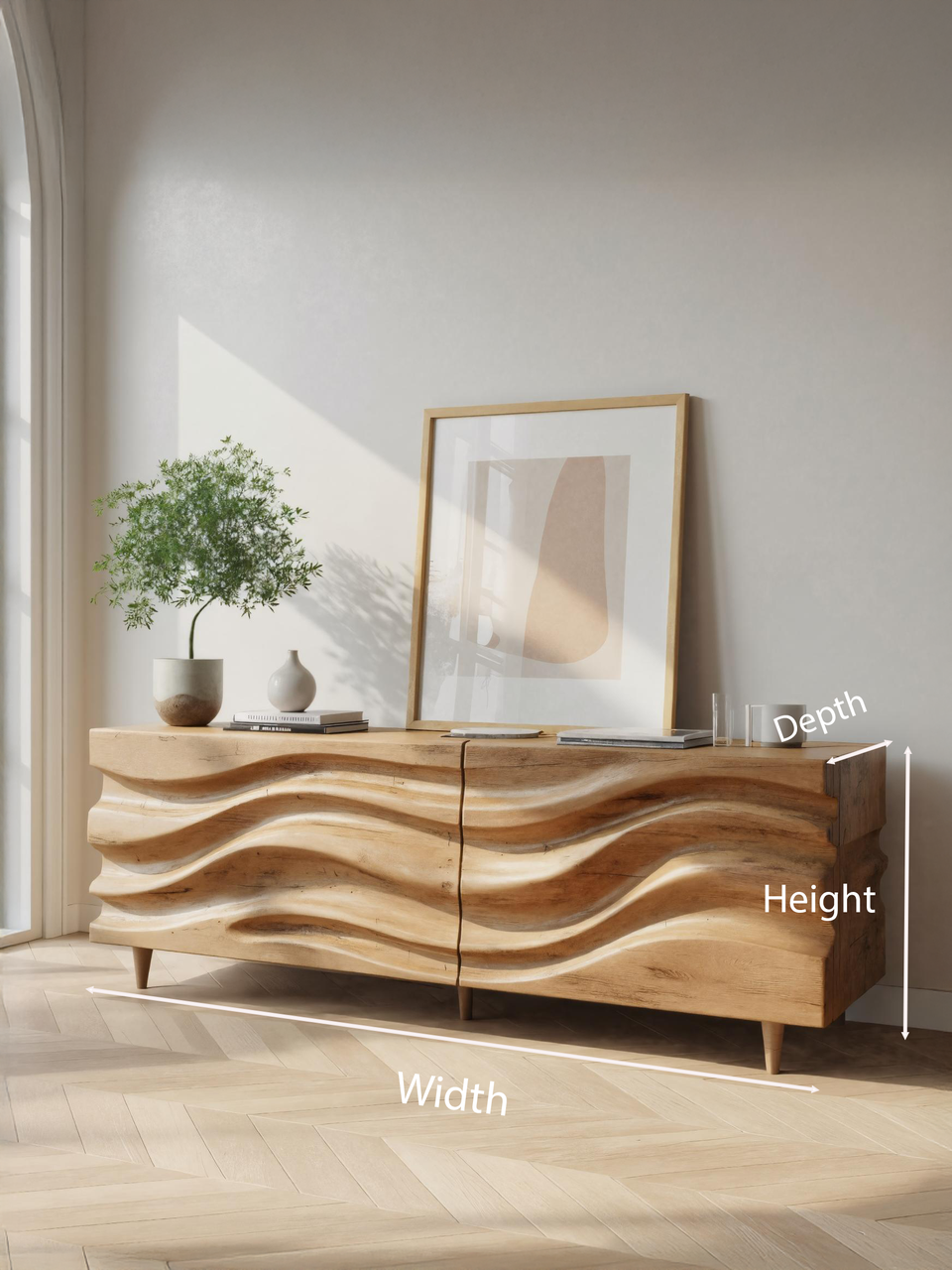 Hand Carved Wave Sideboard For Living Room Or Dining Room SITHTTSD003