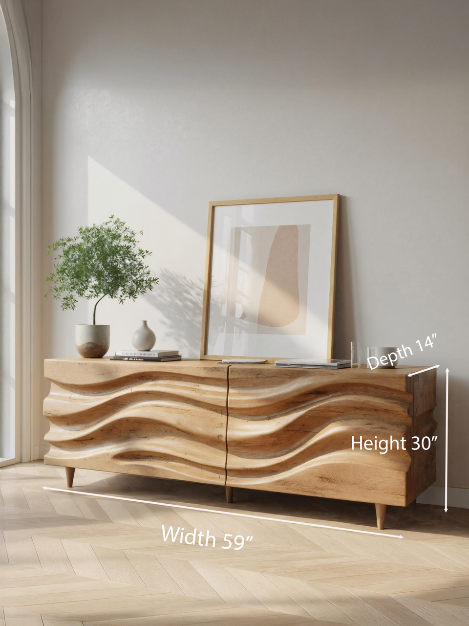 Hand Carved Wave Sideboard For Living Room Or Dining Room SITHTTSD003