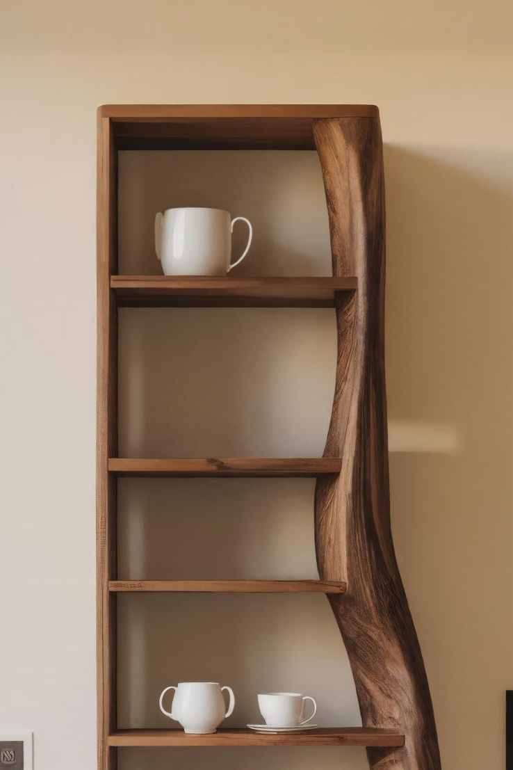 Tall Organic Bookshelf With Curved Design For Living Room Or Bedroom SITHHNSTS001