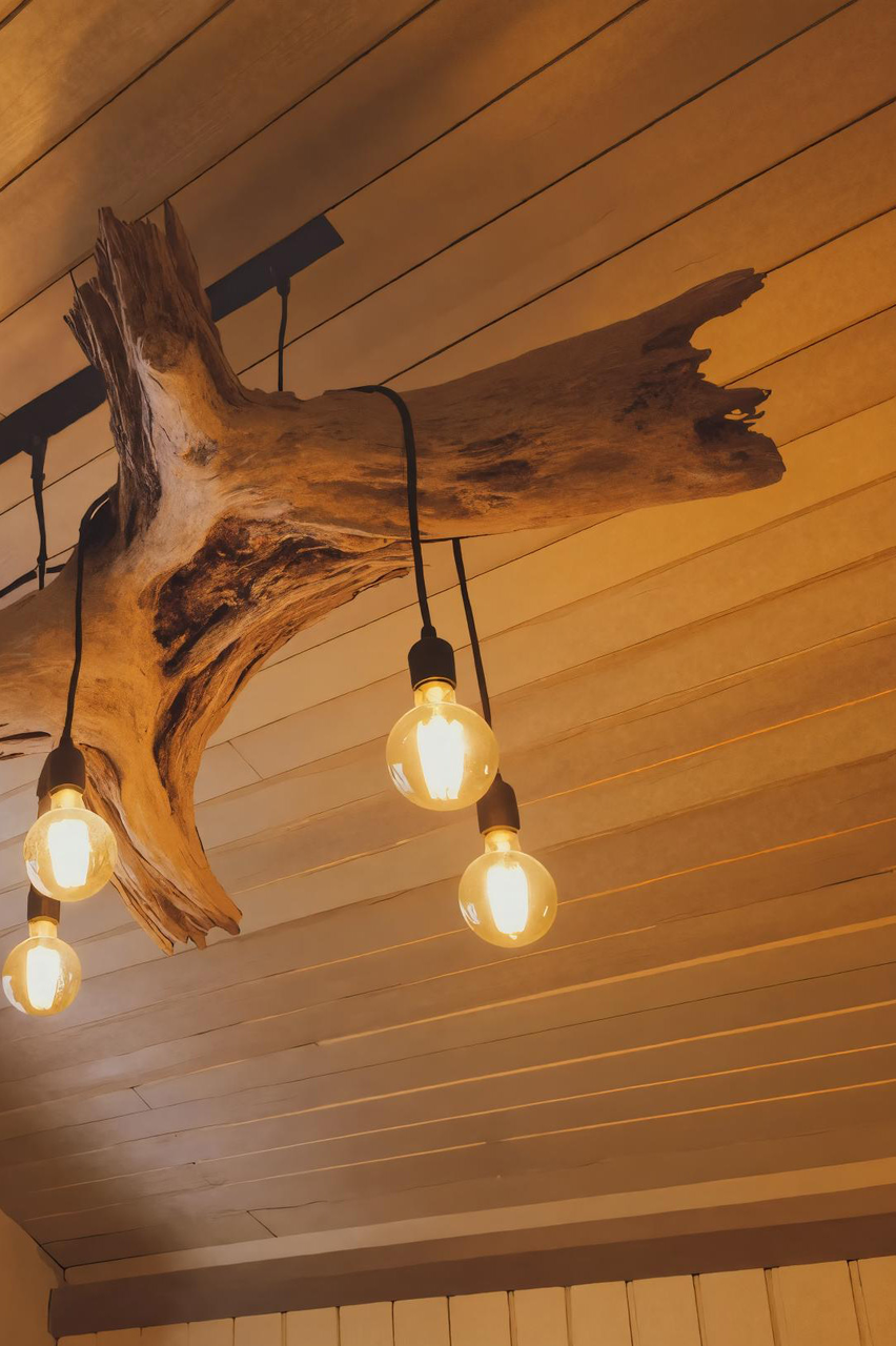 Rustic Wooden Ceiling Light For Cabin Or Dining Room SITHHNLAM008