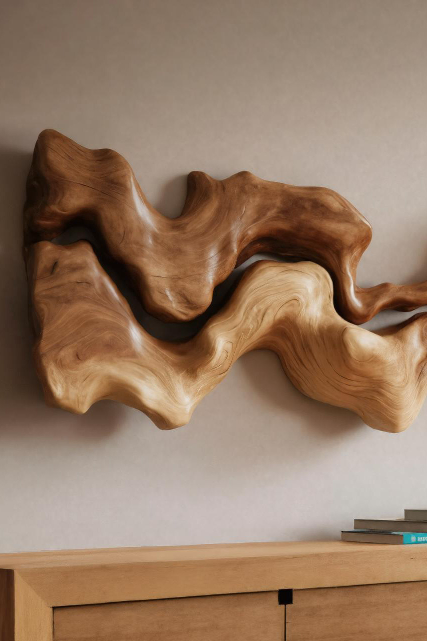 Abstract Carved Wall Art Sculpture For Living Room SITHHNWA010