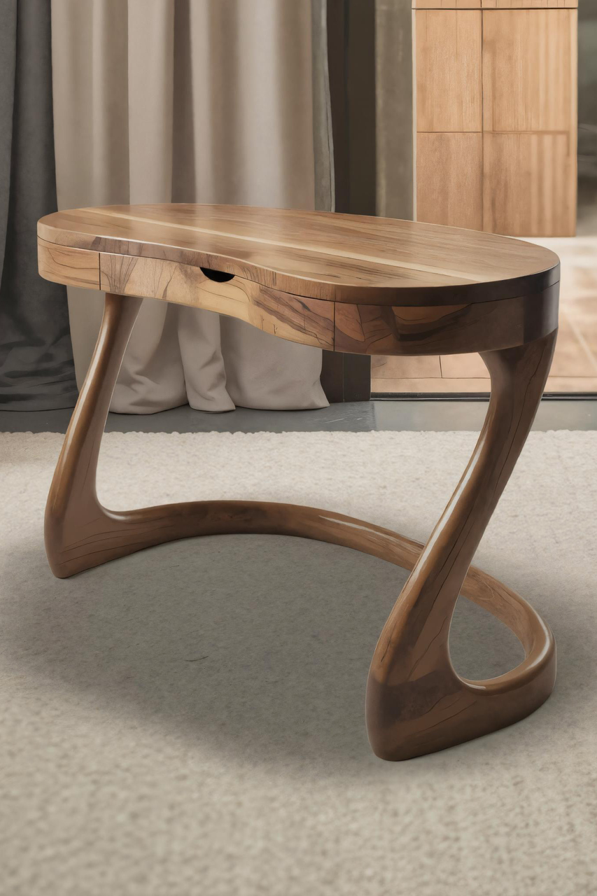 Modern Sculpted Desk With Drawers For Minimalist Home Office SITHHNDE025