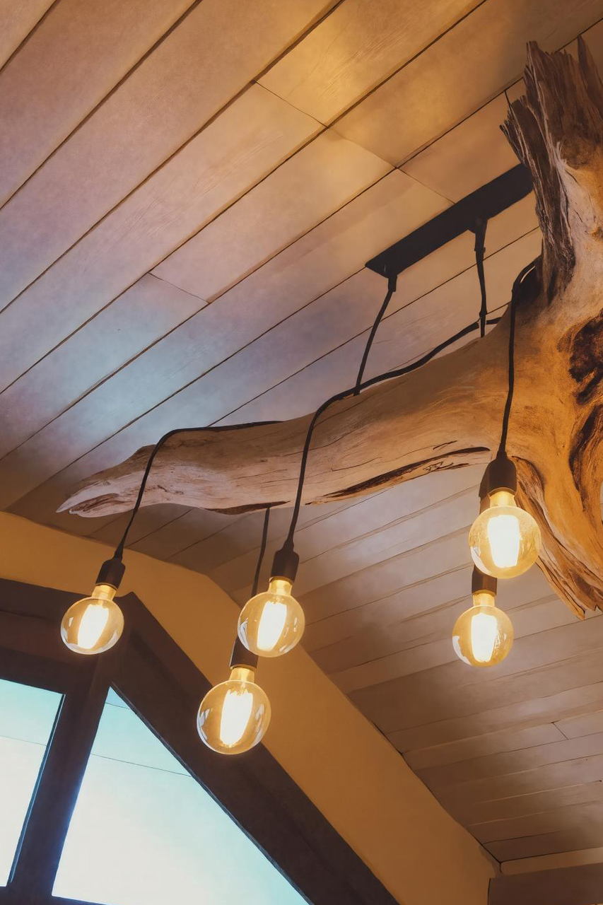 Rustic Wooden Ceiling Light For Cabin Or Dining Room SITHHNLAM008