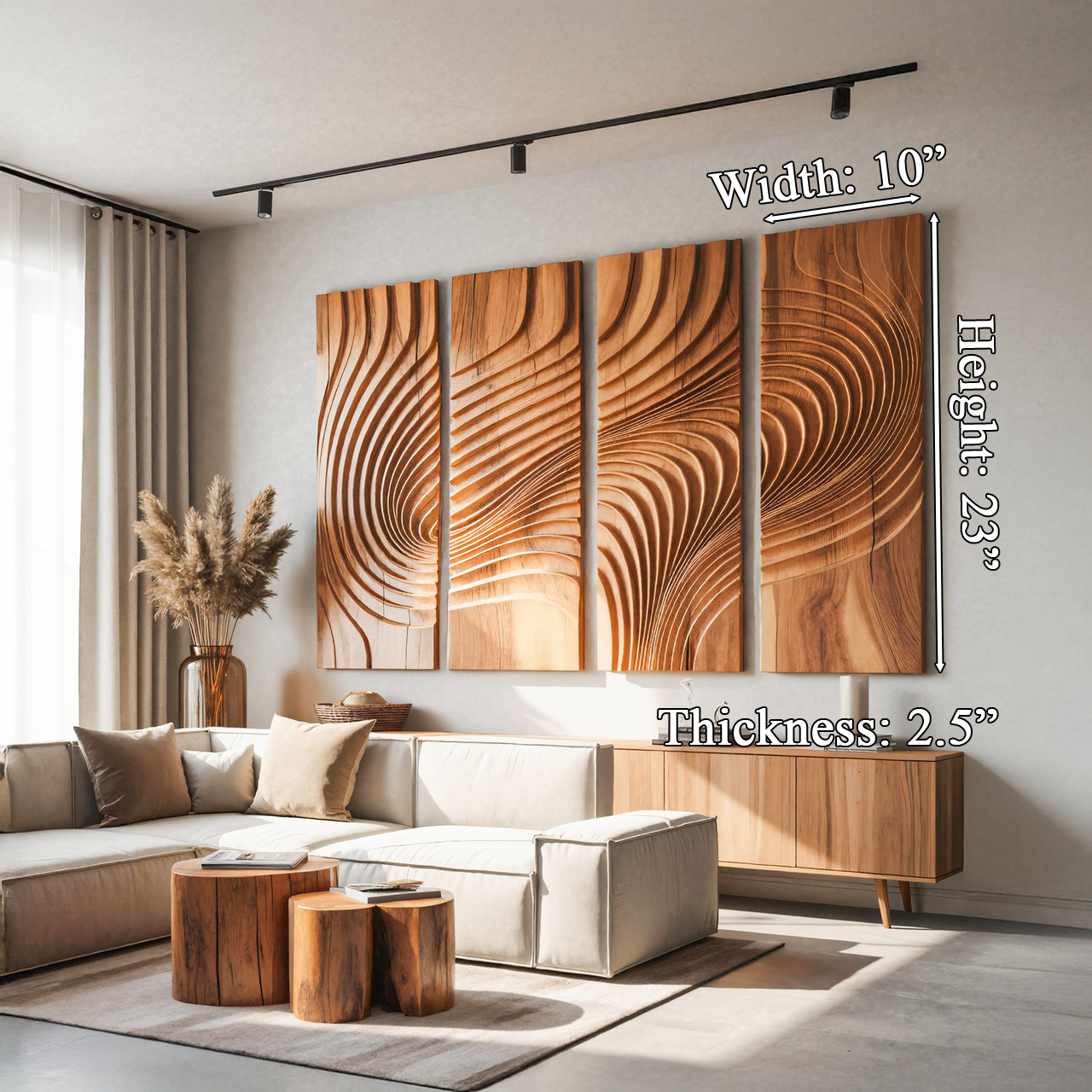 Large Carved Wood Wall Art Panel Set For Living Room Or Entryway Decor SITHTTWA012