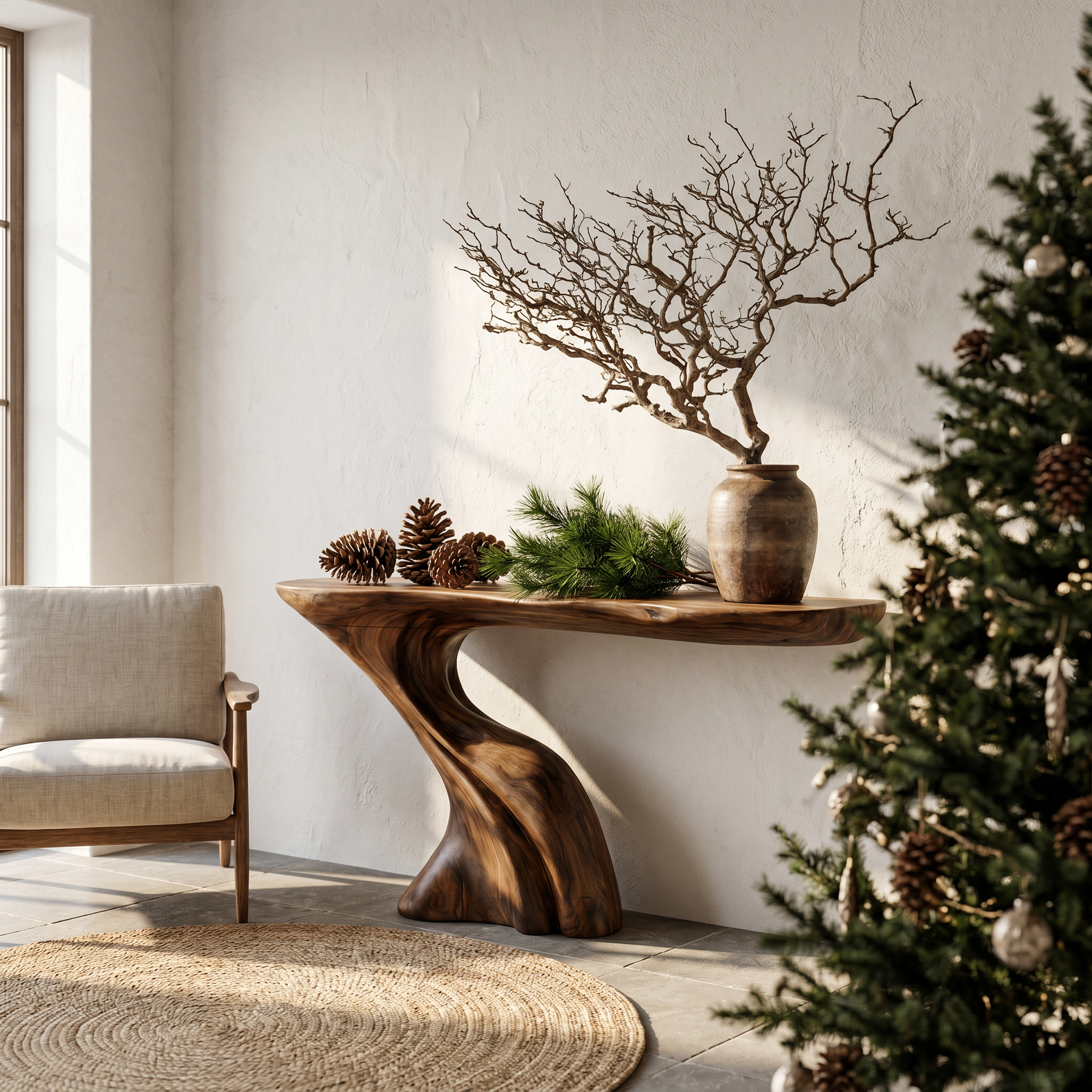 Nature Inspired Console Table With Artistic Tree Structure For Living Room SINLHACS655