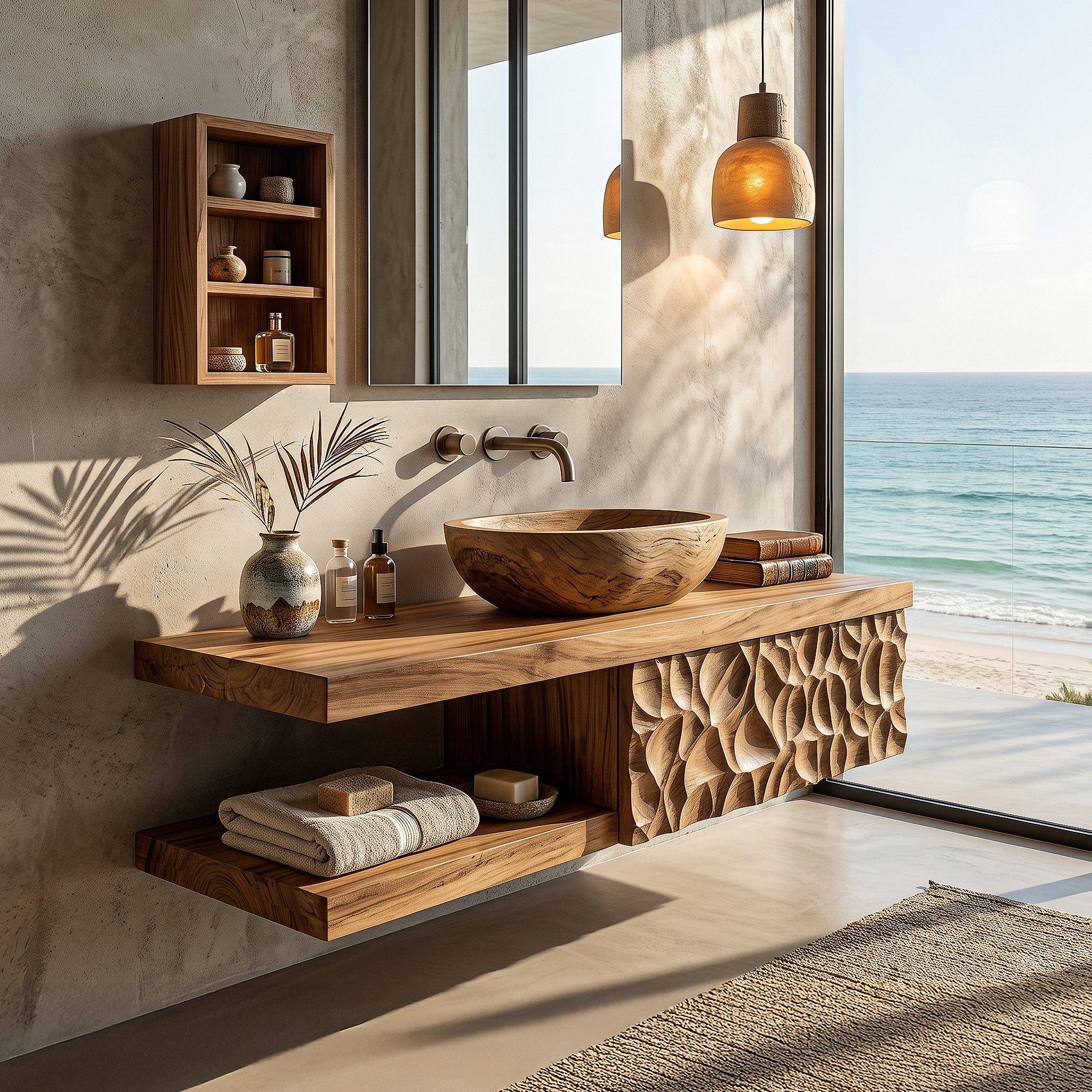 Handcrafted Floating Bathroom Vanity For Bathroom SINLHABRV315