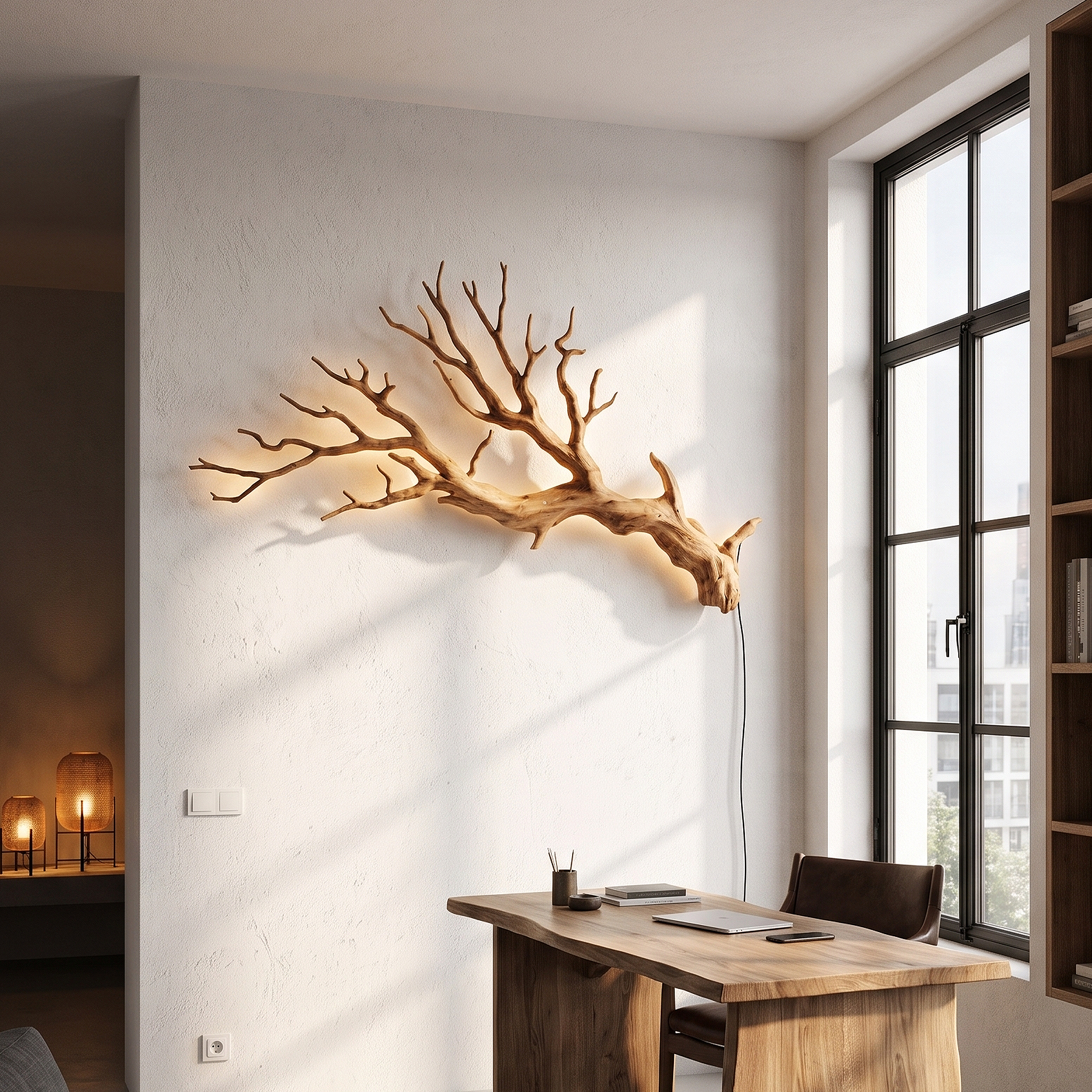 Sculptural Wall Light With Nature Inspired Tree Branch Design For Entryway SINLHAPL016