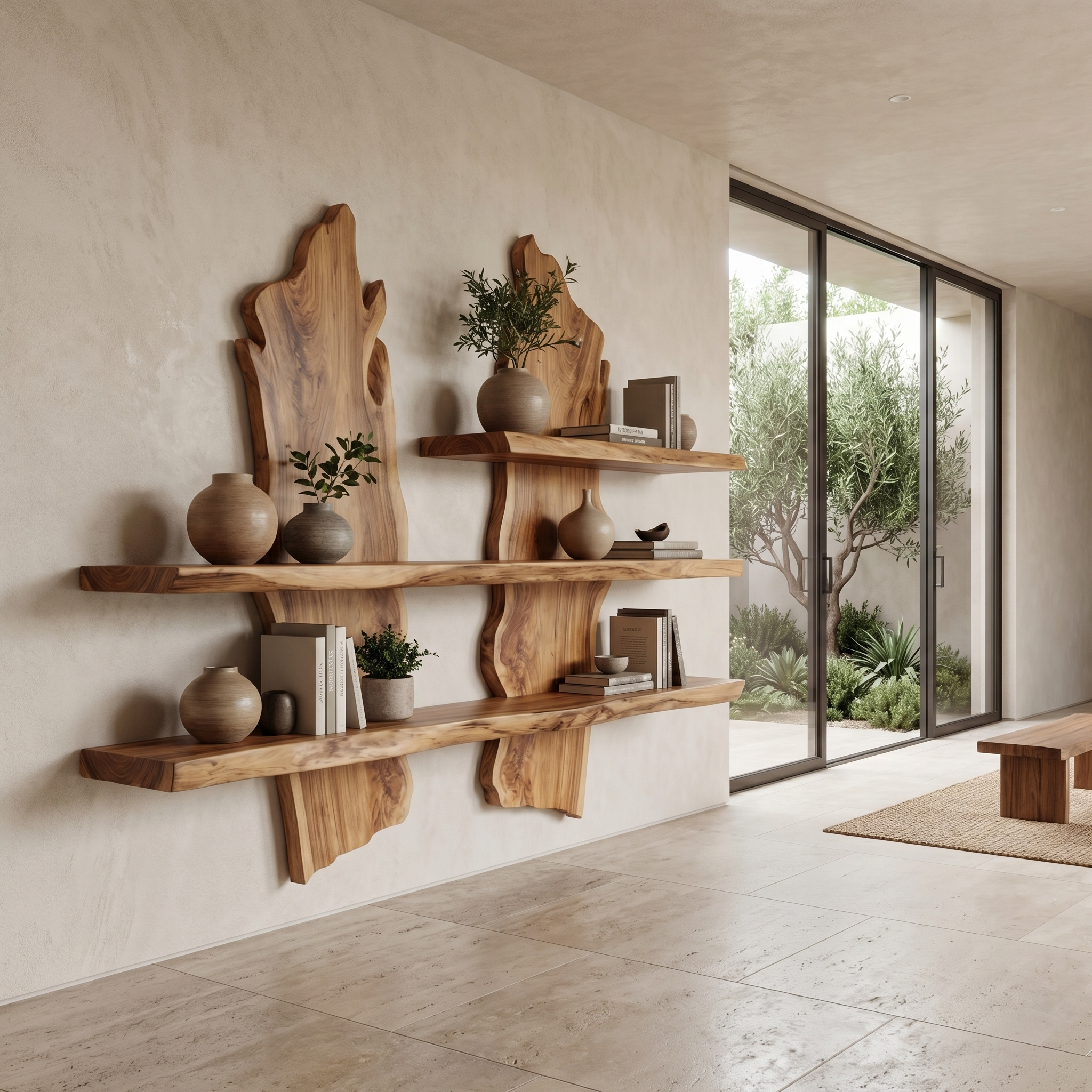 Rustic Organic Wall Shelf For Living Room And Bedroom SINLHATB718