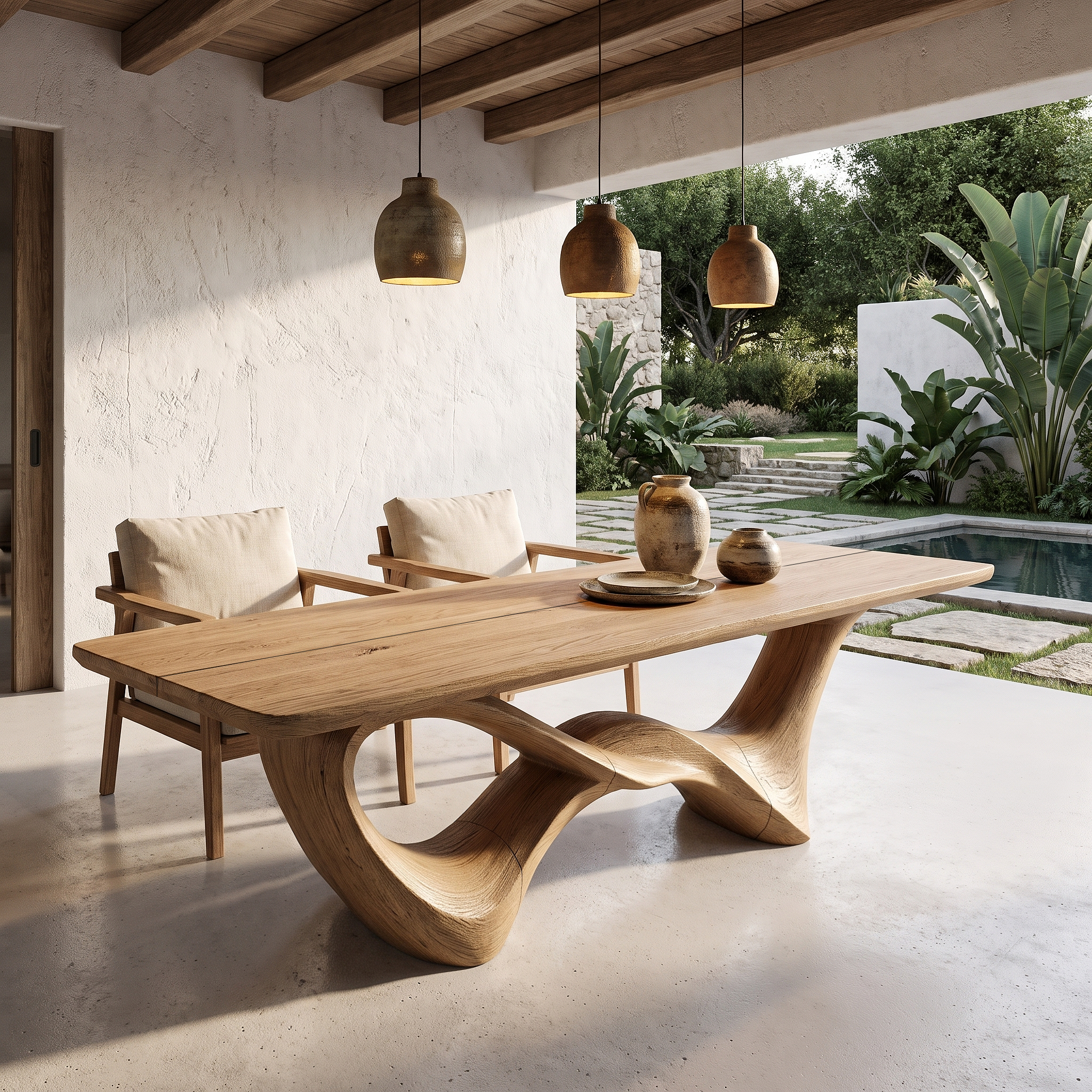 Organic Dining Table With Sculptural Infinity Design For Dining Room And Kitchen SINLHADN212