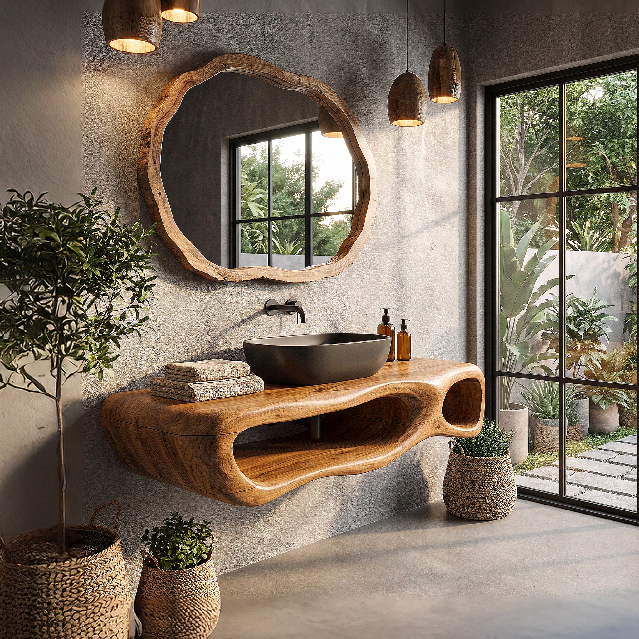 Modern Wall Mounted Bathroom Vanity With Organic Wood Base For Bathroom SINLHABRV323