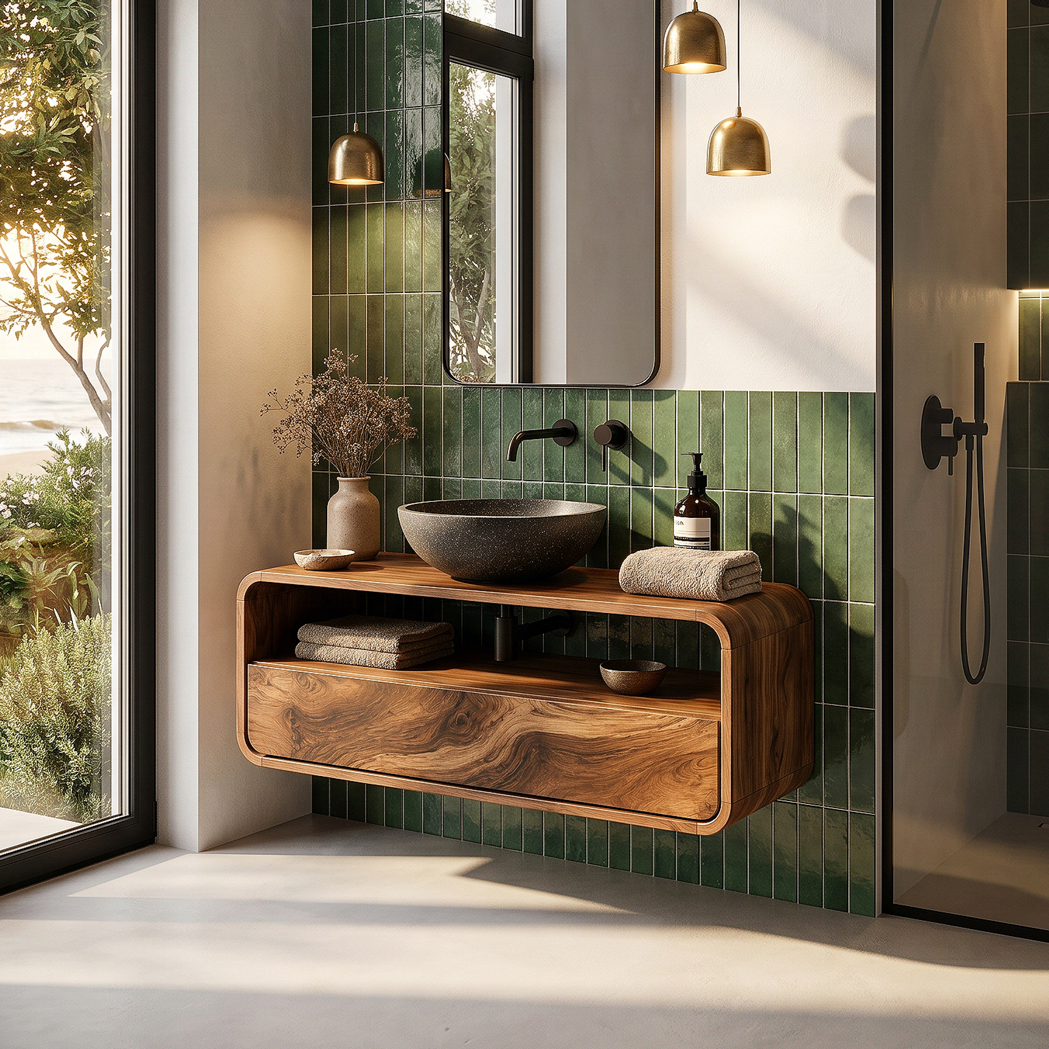 Rustic Floating Bathroom Vanity With Built In Storage Drawer For Bathroom SINLHABRV317