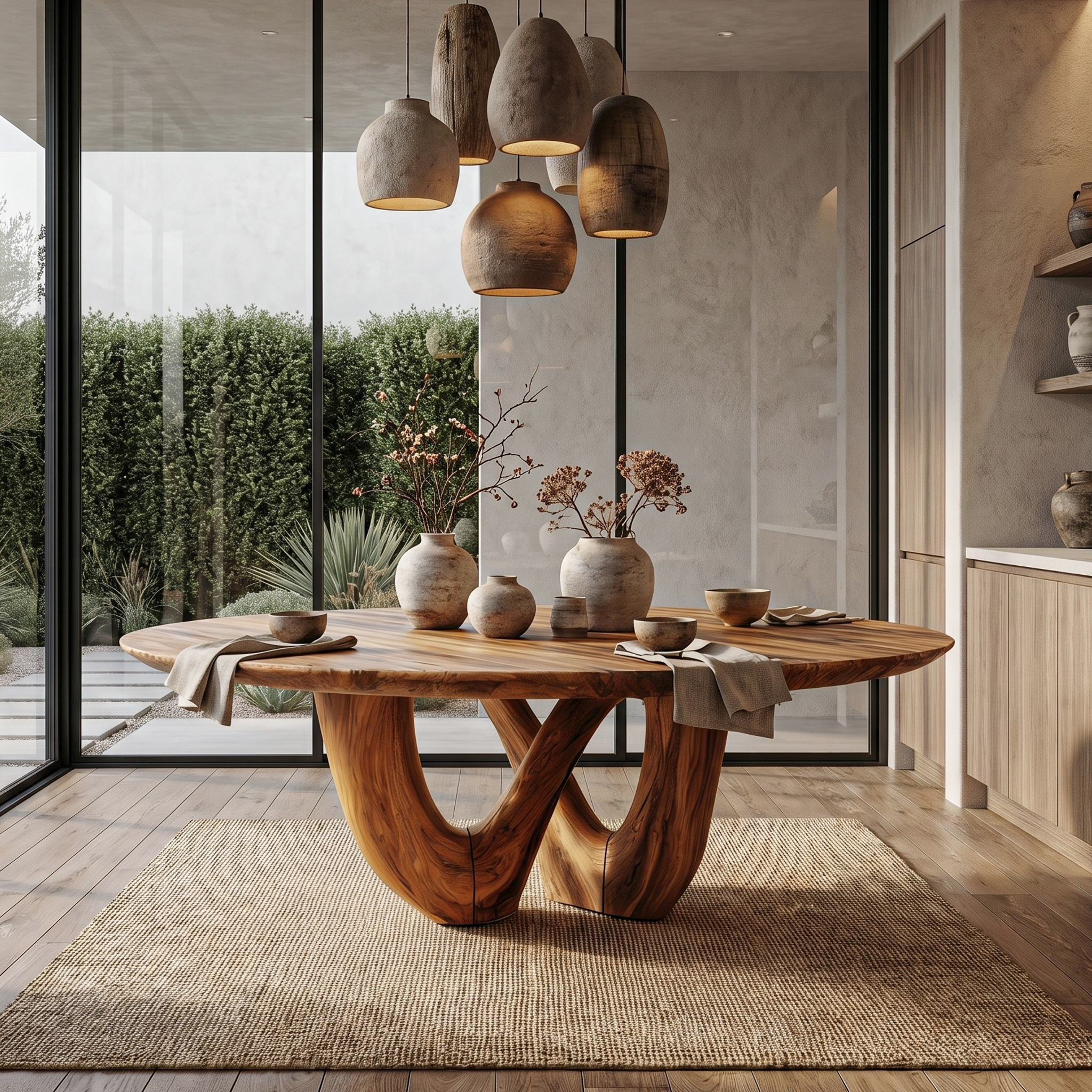 Sculptural Double Curved Base Dining Table For Dining Room And Kitchen SINLHADT184