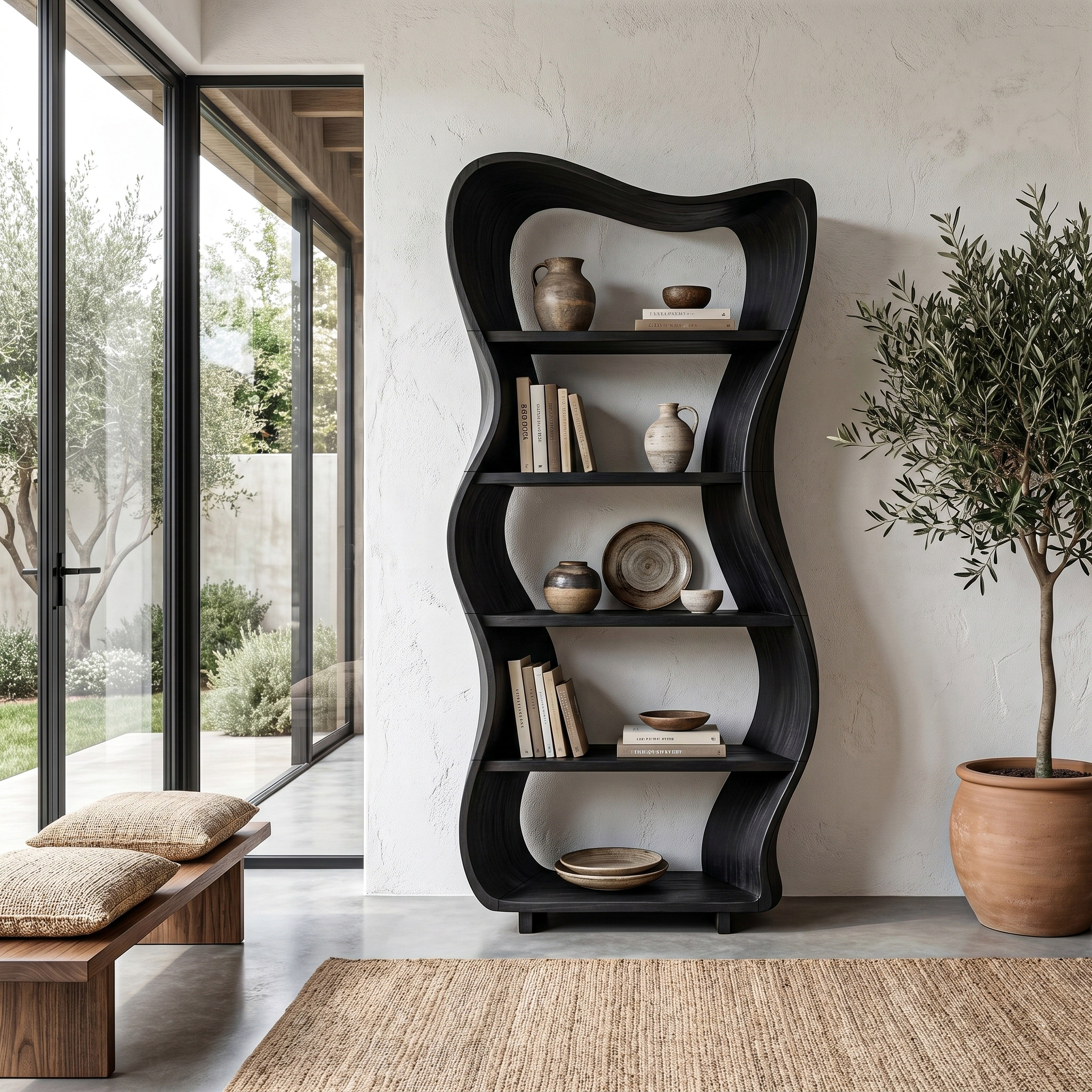Sculptural Tree Shelf With Organic Wood Design For Living Room And Reading Corner SINLHABS040