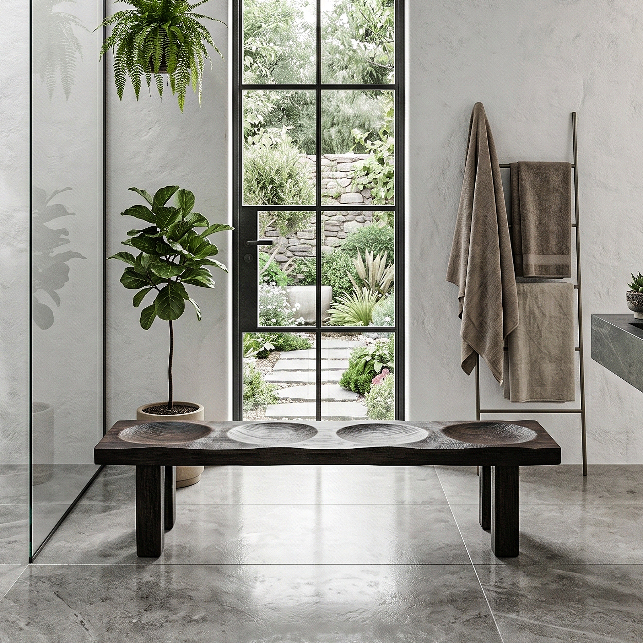 Modern Organic Shower Bench With Handcrafted Wood Construction For Bathroom SINLHARS121