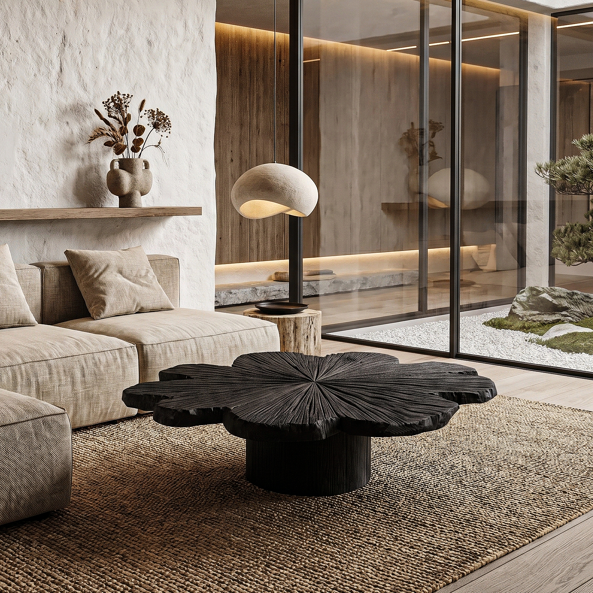 Modern Coffee Table With Sculptural Petal Inspired Design For Living Room SINLHACF387