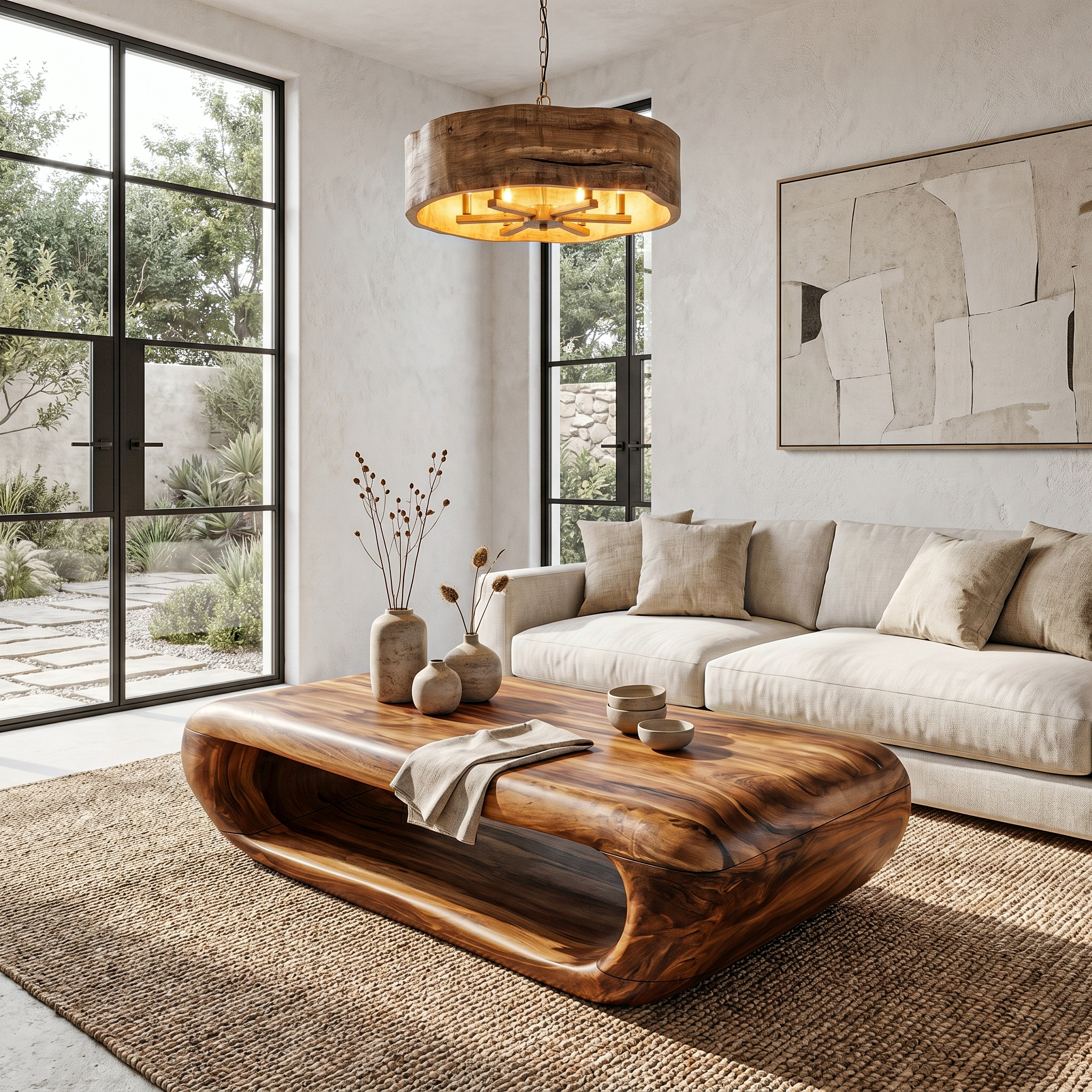 Organic Coffee Table With Open Storage For Living Room SINLHACF372
