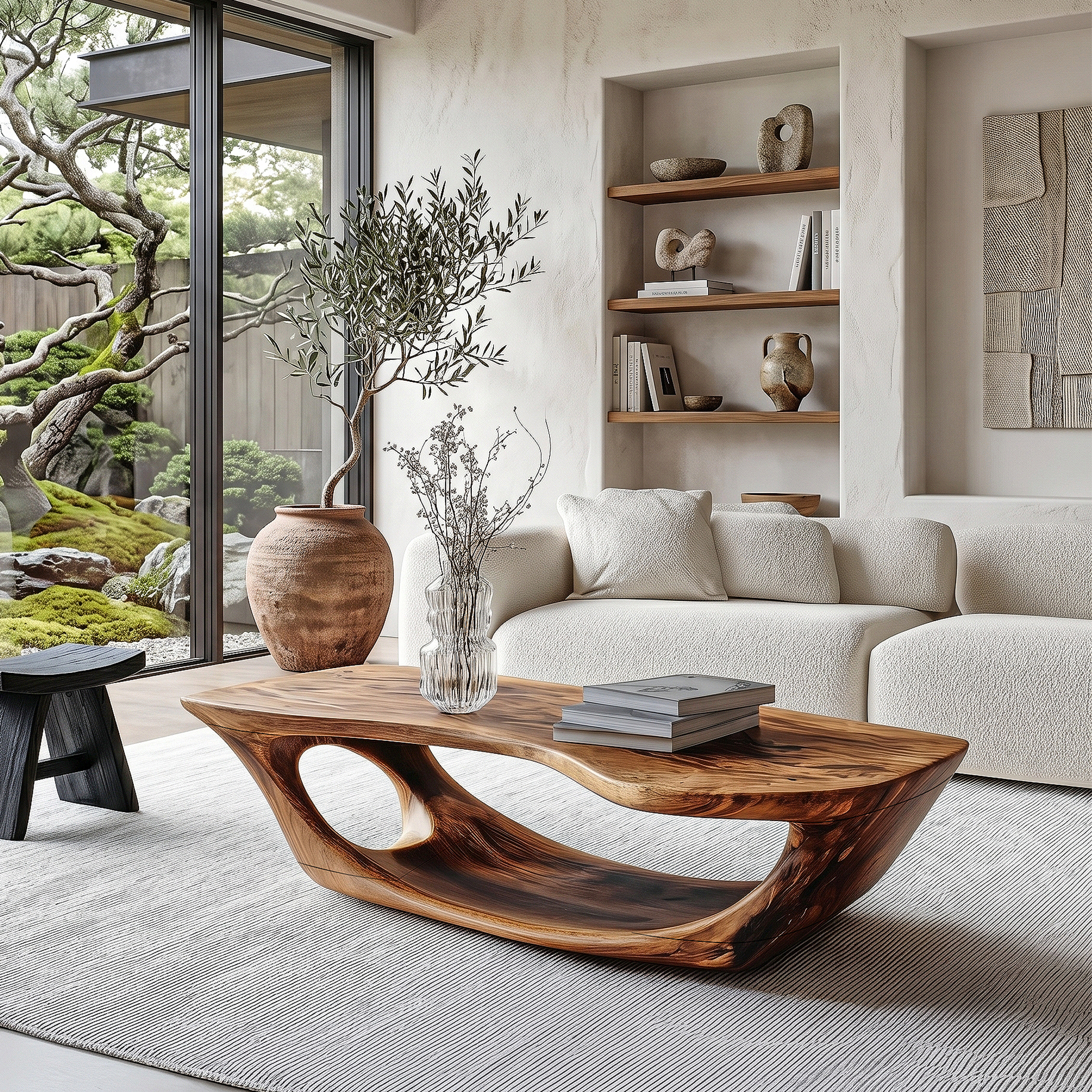 Wabi Sabi Coffee Table With Handcrafted Organic Wood Form For Living Room SINLHACF391