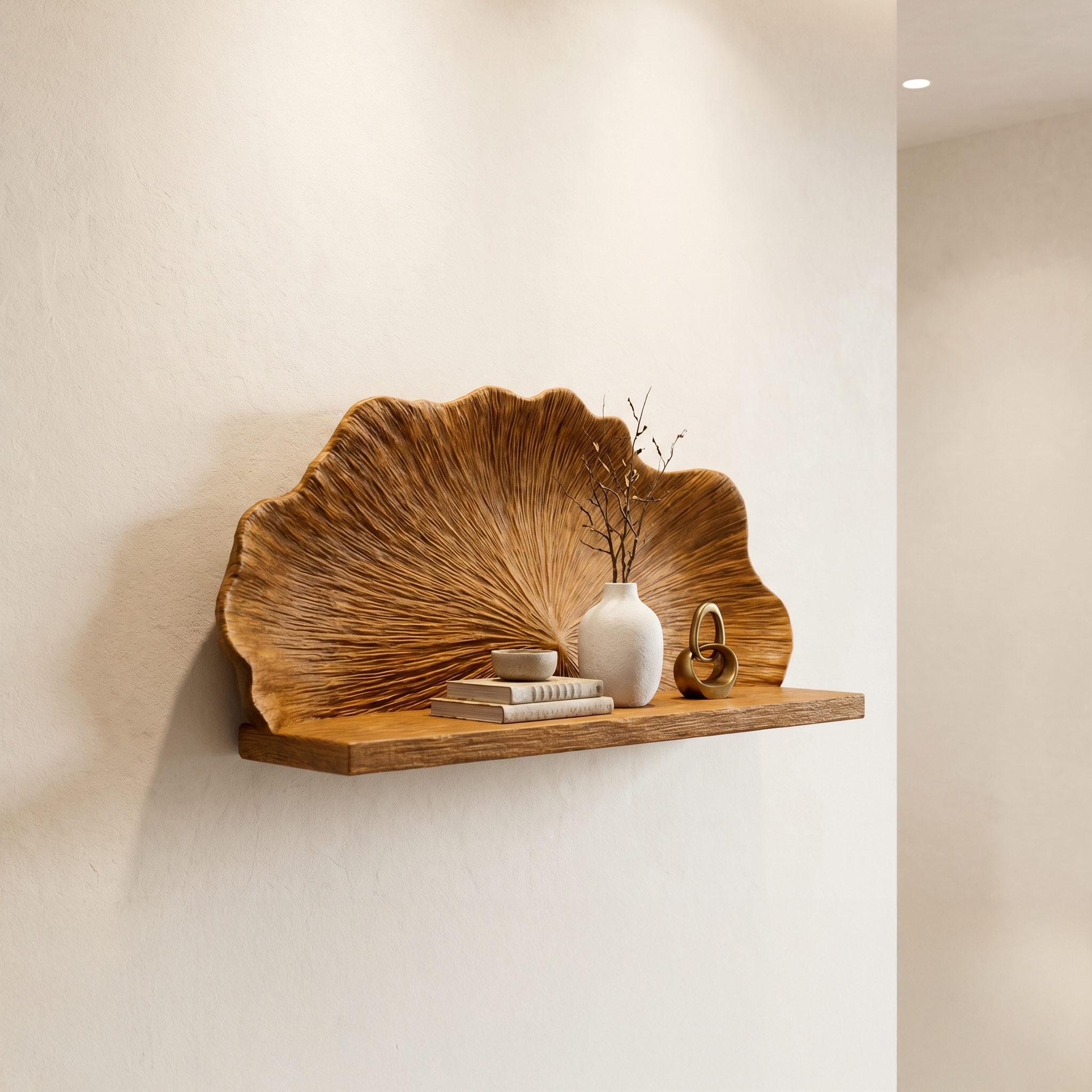 Carved Shell Shape Floating Wall Shelf For Living Room And Bedroom SINLHAFL537