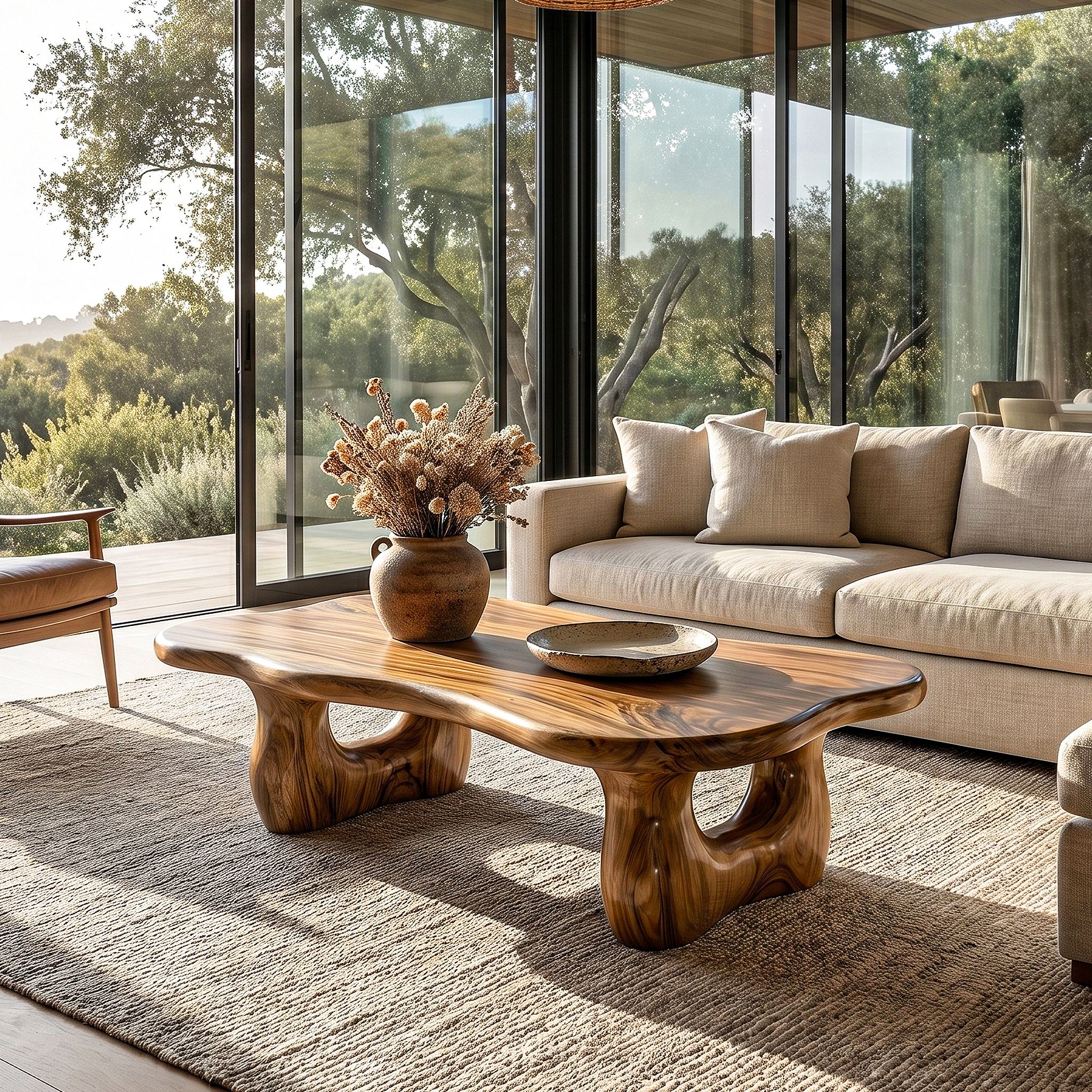Rustic Wooden Coffee Table Natural Statement Furniture For Living Room SINLHACF394