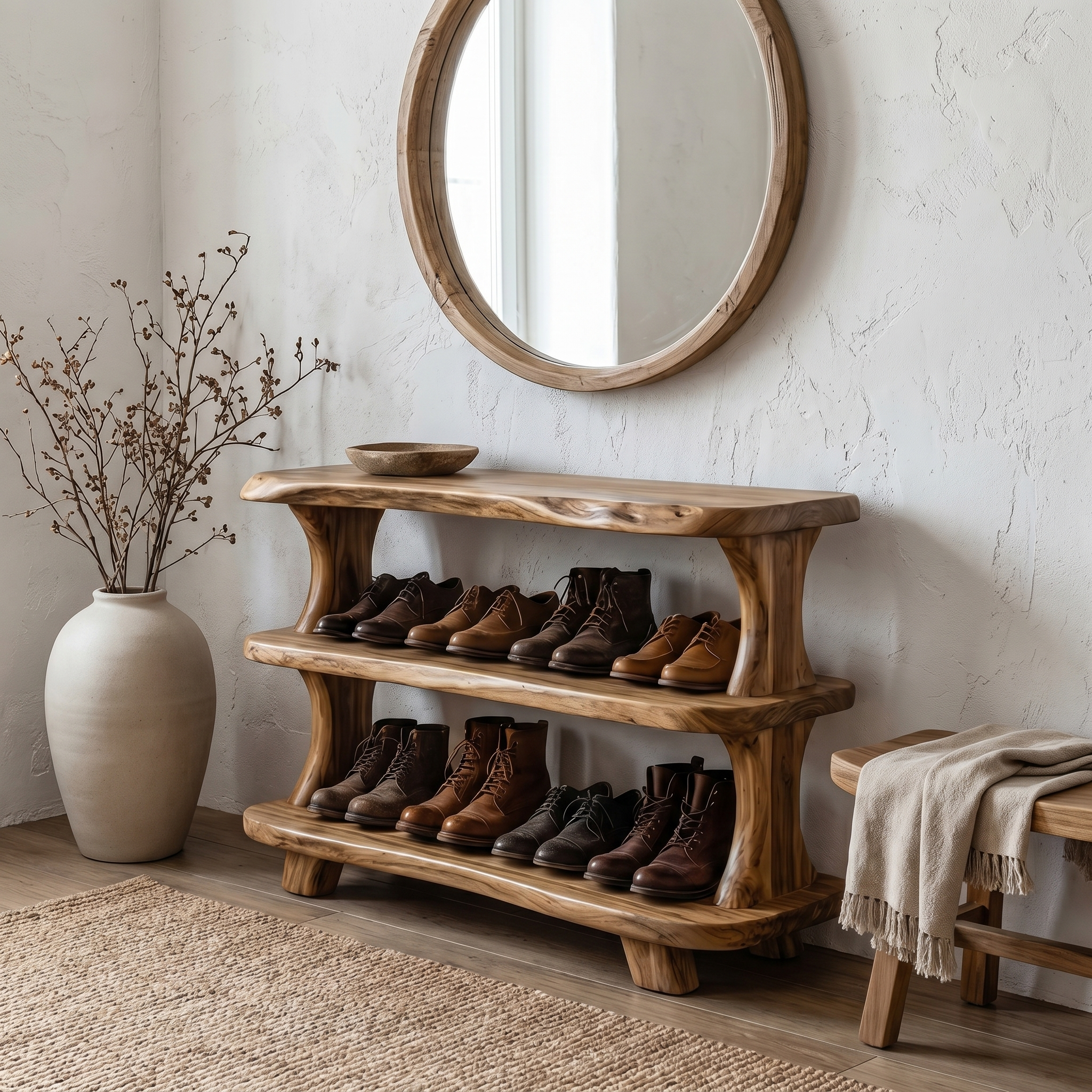 Modern Shoe Rack Sculptural Storage Design For Entryway SINLHASB095