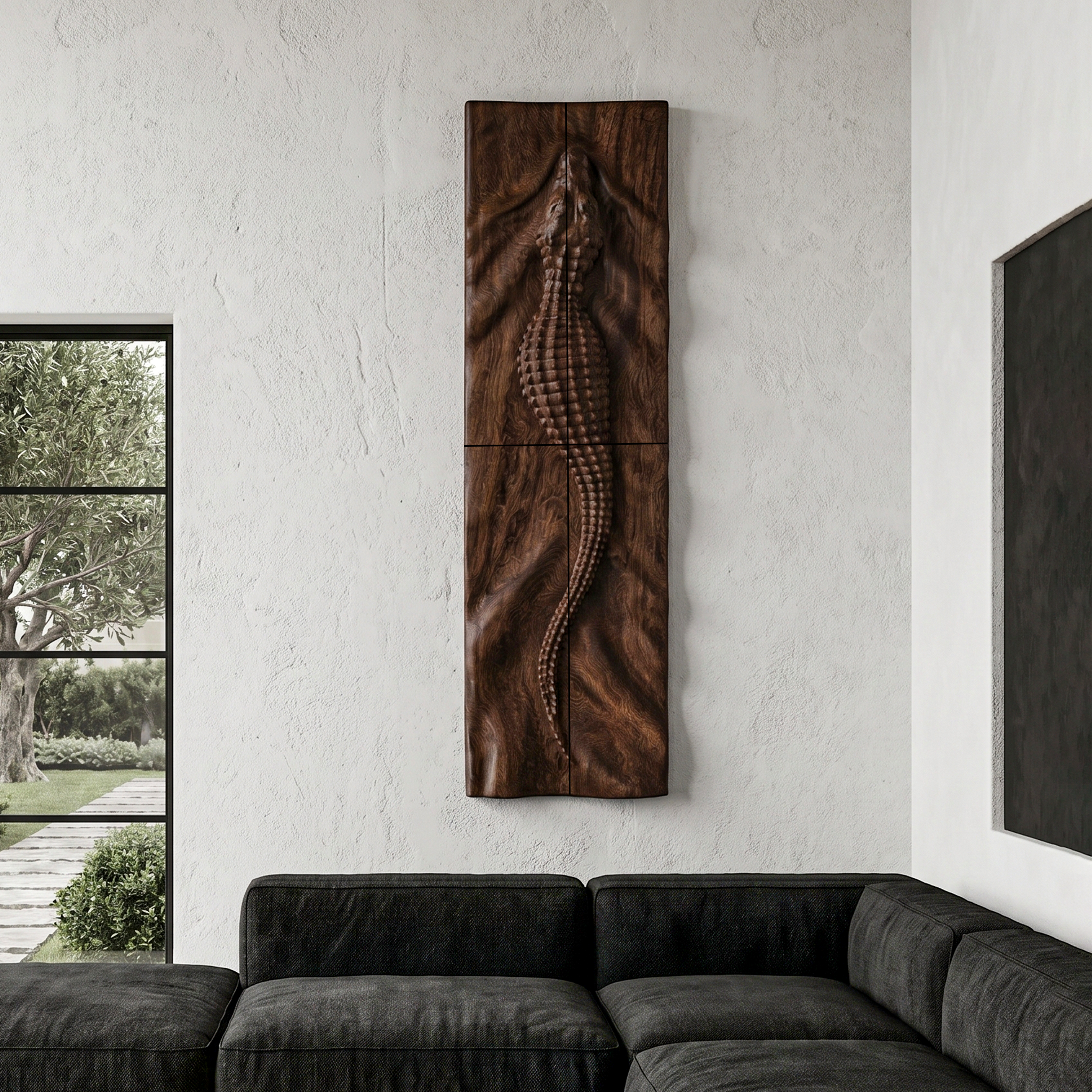 Abstract Wooden Wall Art Panel With Sculptural Organic Relief Design For Living Room And Entryway SINLHAWD102