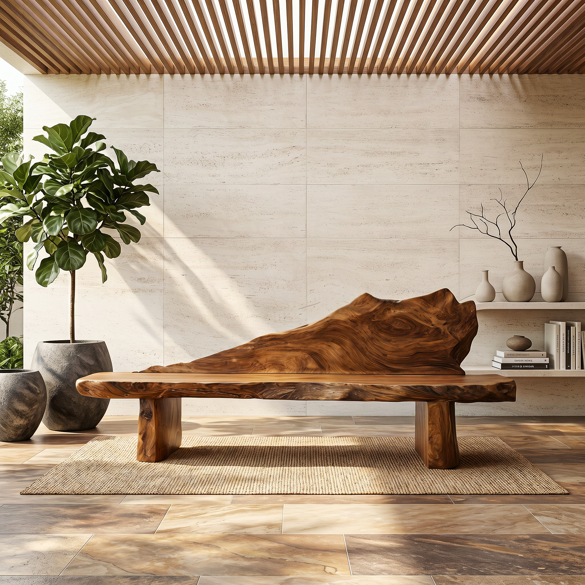 Rustic Hallway Bench With Natural Live Edge For Hallway And Foyer SINLHABEN139