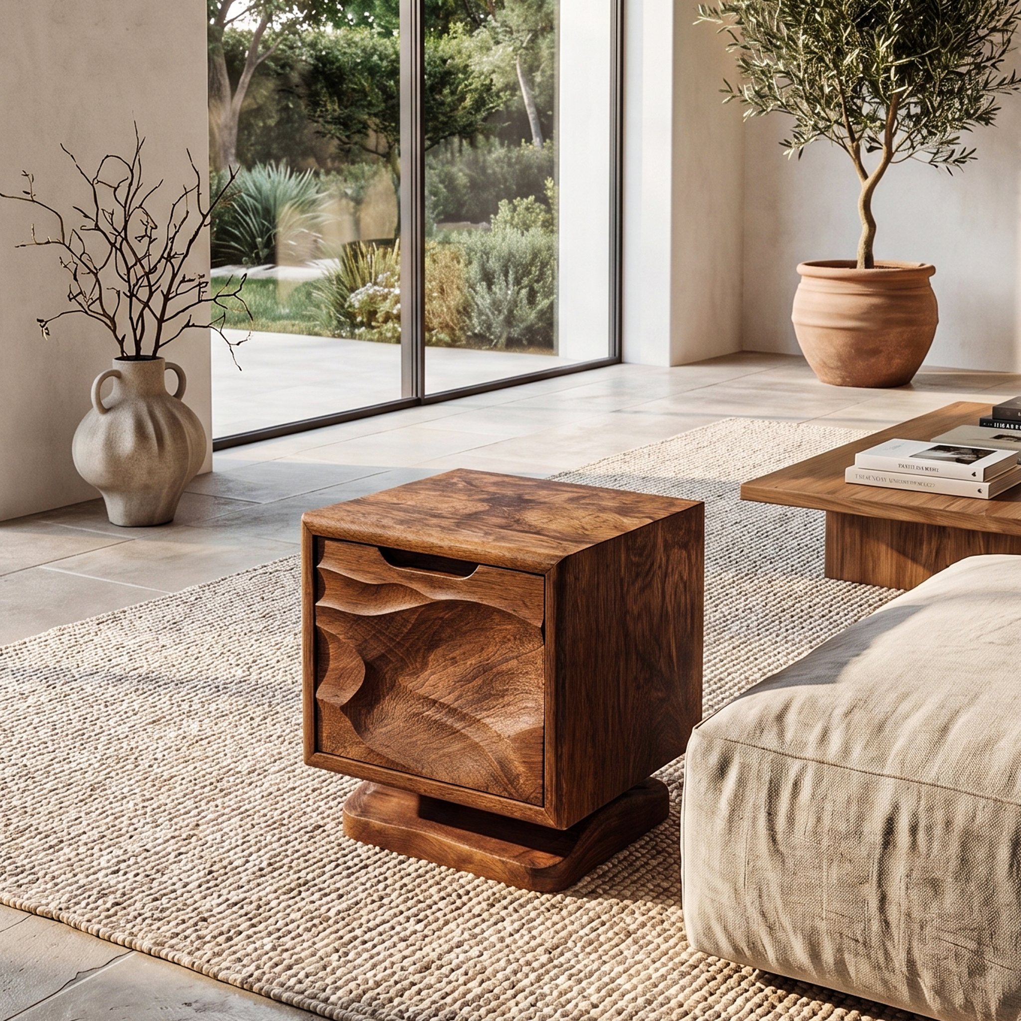 Rustic Beside Table With Open Shelf Storage And Solid Wood Design For Living Room And Bedroom SINLHABT254