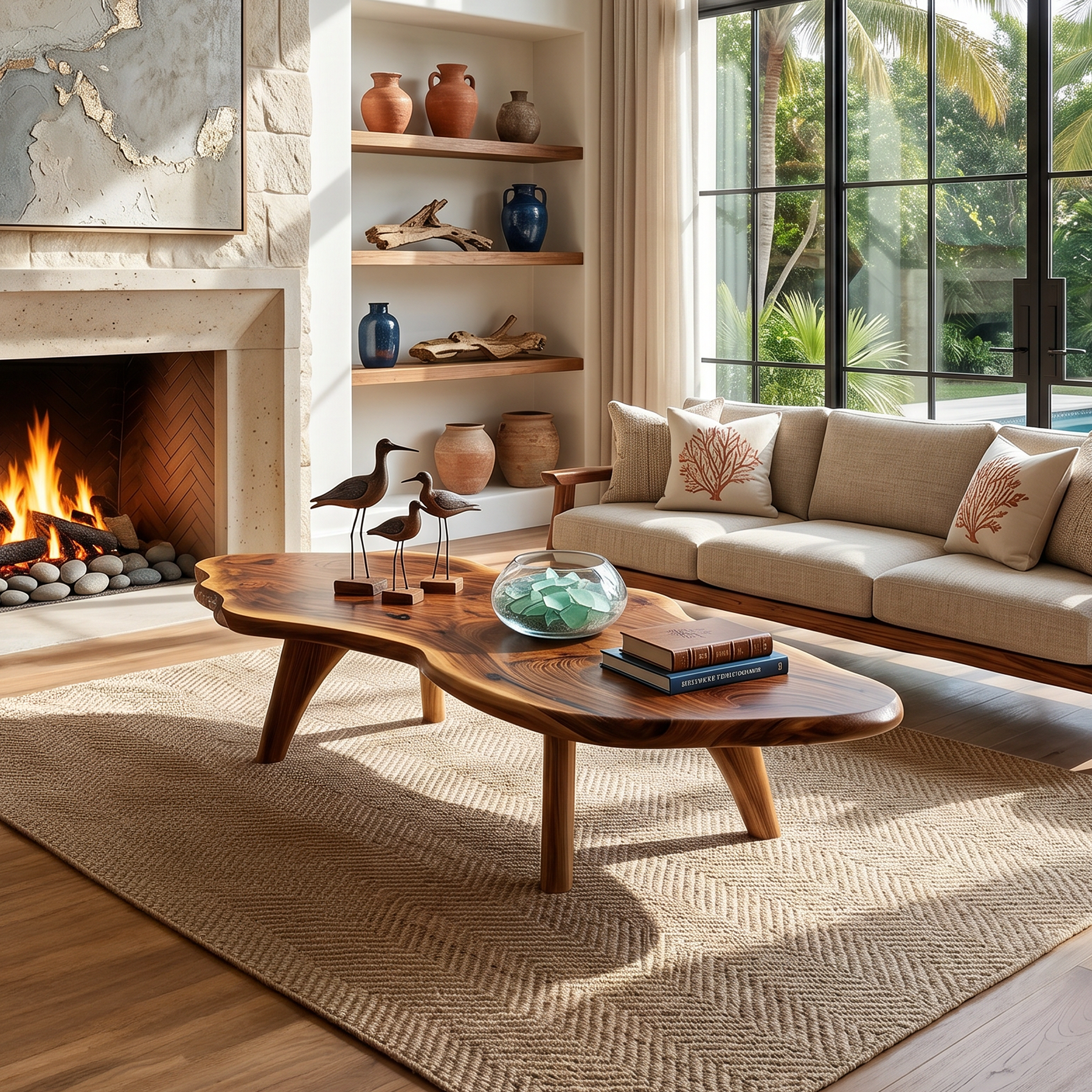 Mid Century Modern Live Edge Coffee Table For Living Room Look SILDTTRCF039