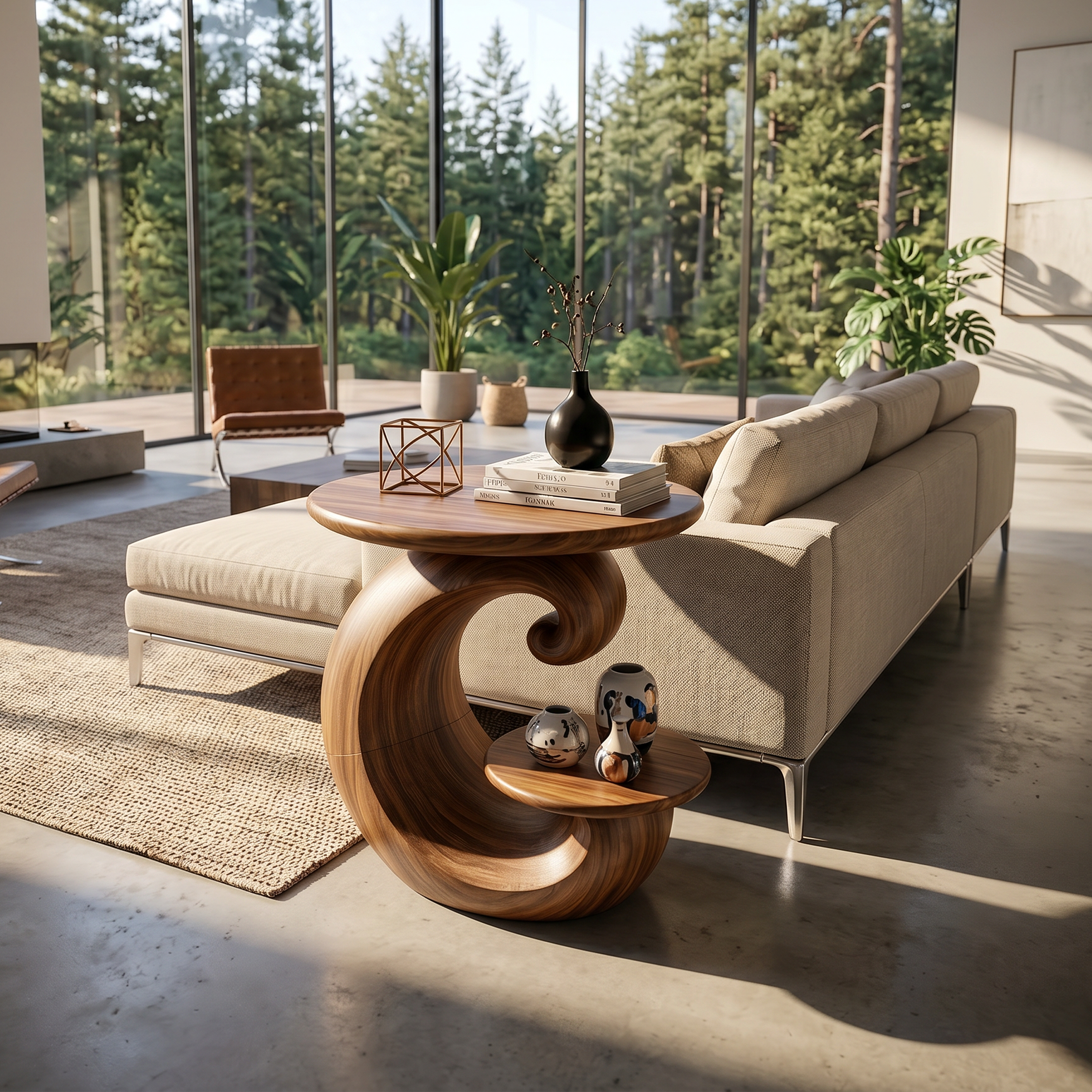 Organic Curved Side Table Forest Living Room SILDTTRSTA030