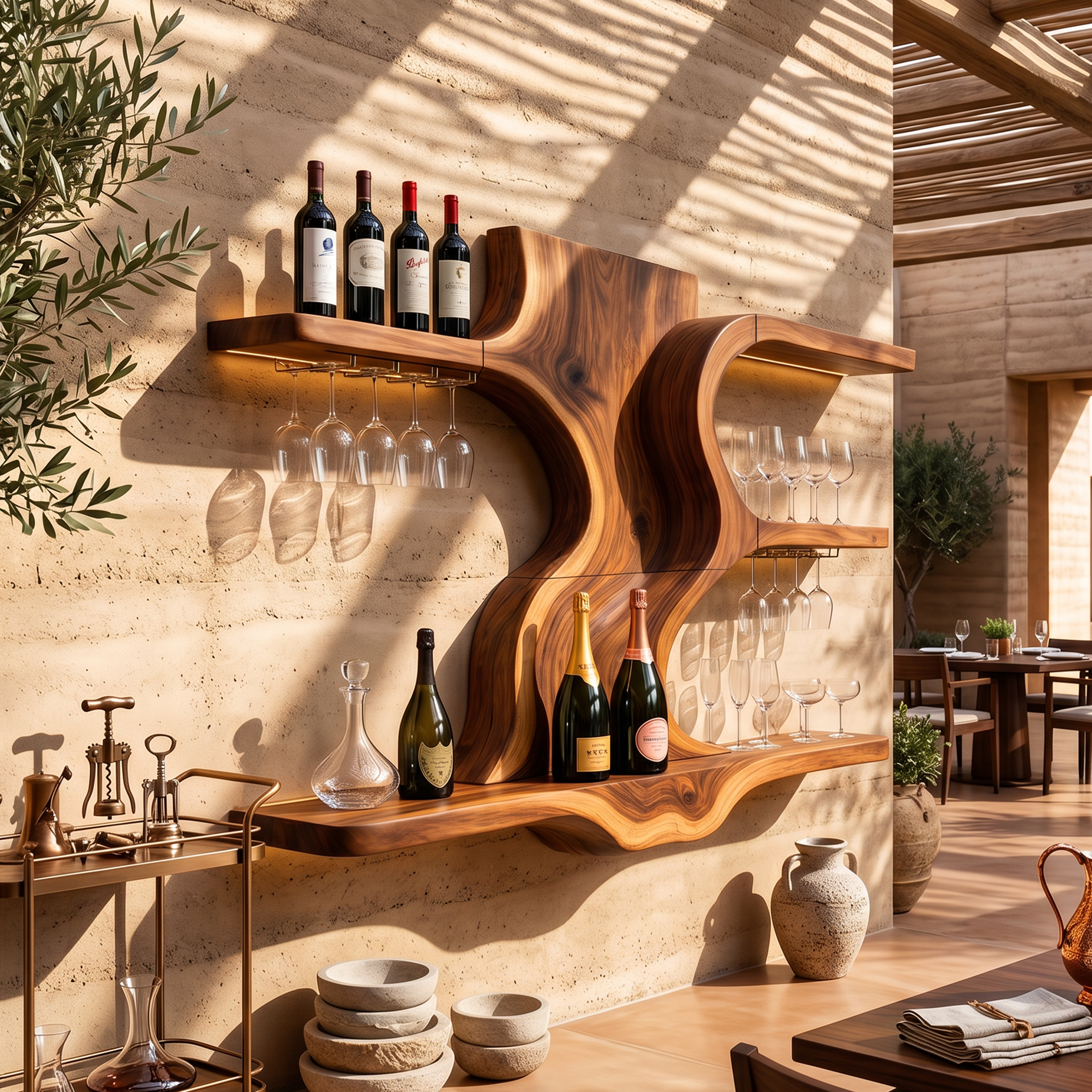 Modern Open Shelf Wine Rack For Entertaining Area SILDTTNWH022
