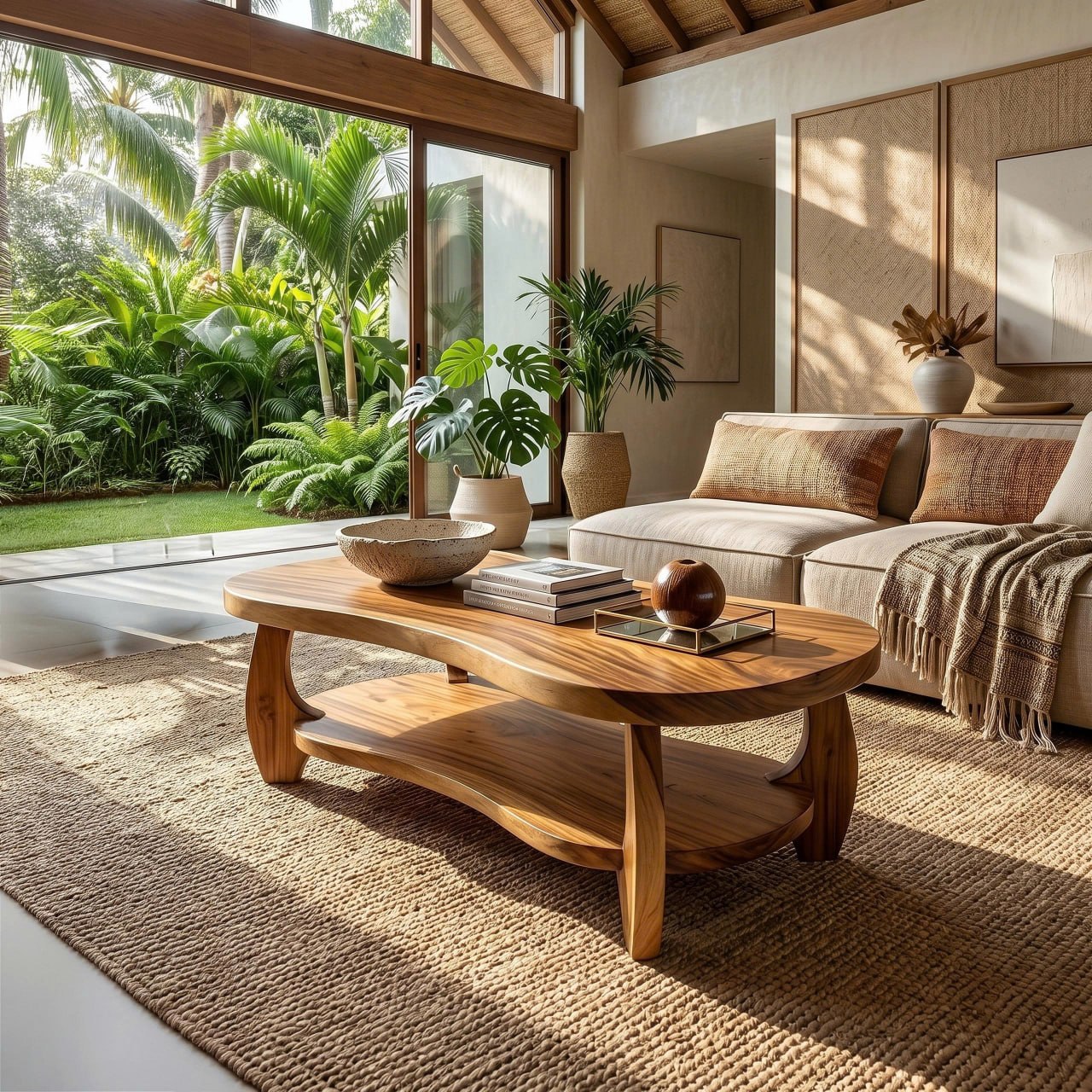 Tropical Oval Coffee Table For Living Room SILDTTRCF122