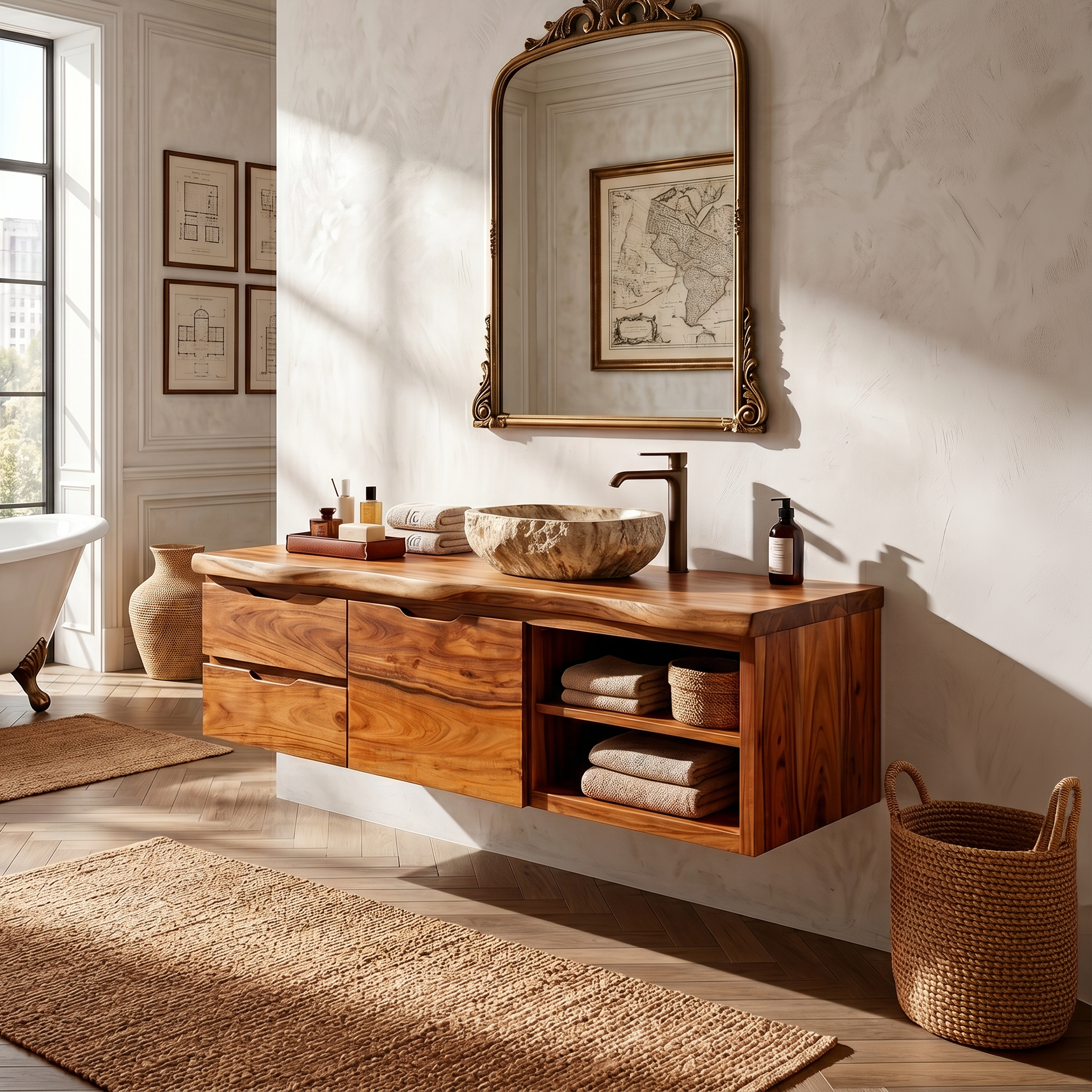 Japandi Wall Mounted Vanity Urban Loft Bathroom SILDTTRBRV197