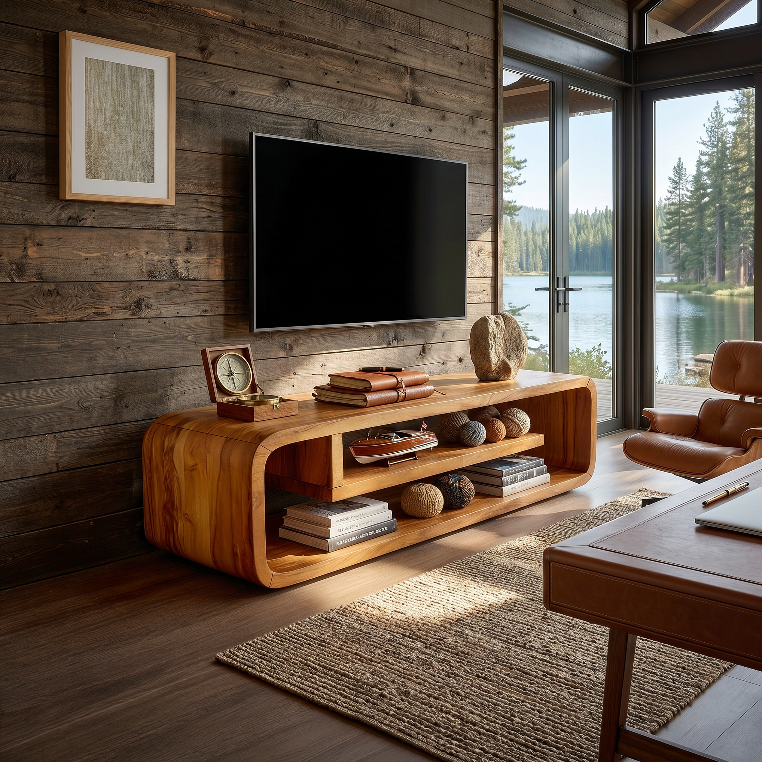 Luxury Curved Media Console For Wine Room Interior SILDTTRTVC090