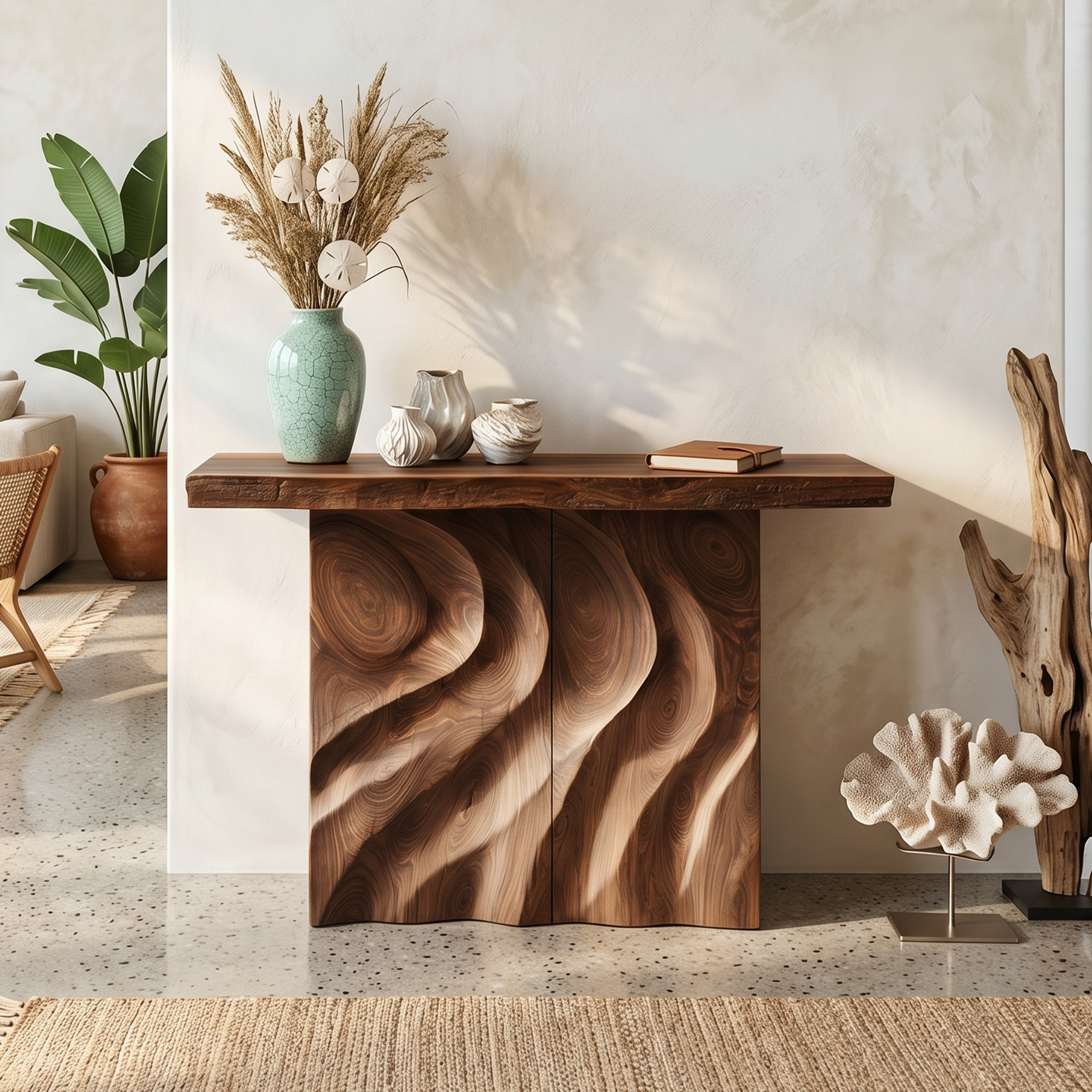Mid Century Sculpted Base Console Table For Reception Area SILDTTNCS129