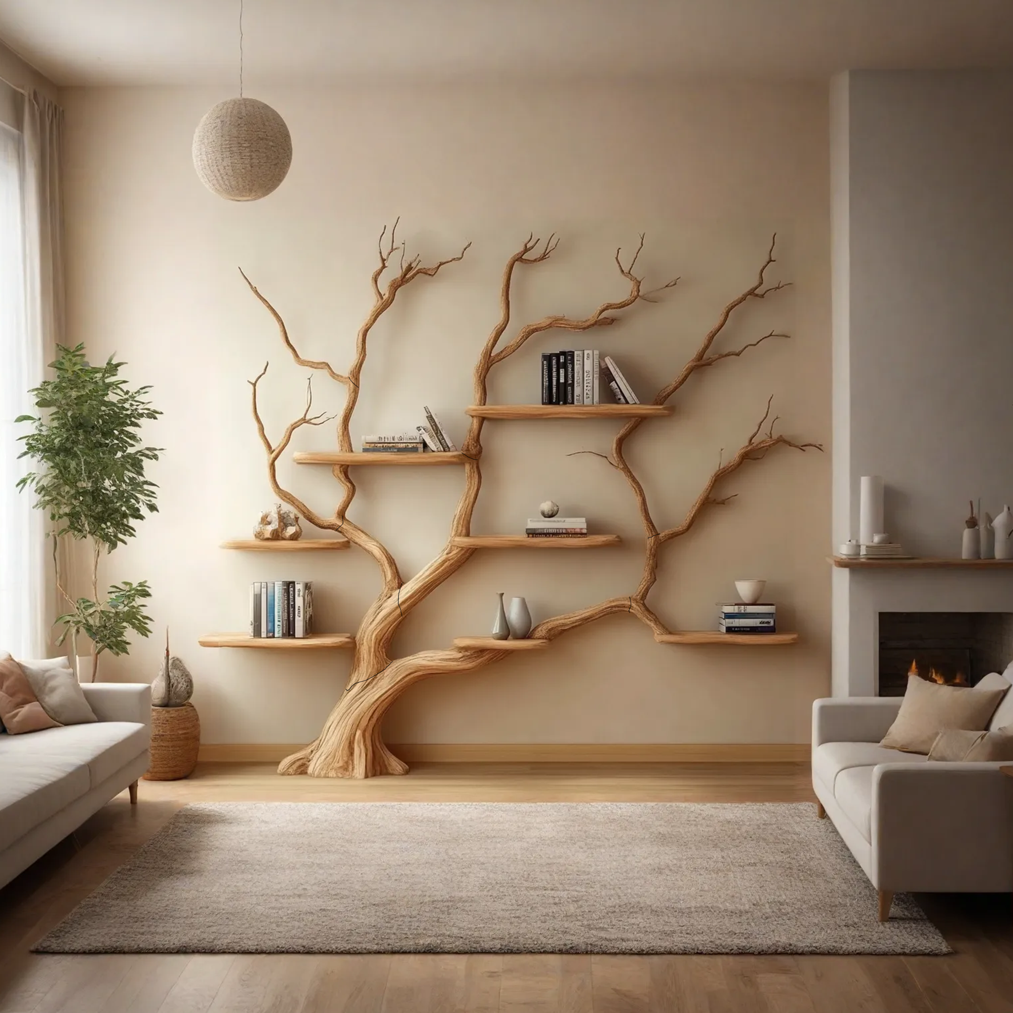 Rustic Wall Mounted Branch Tree For Living Room SINLTB122