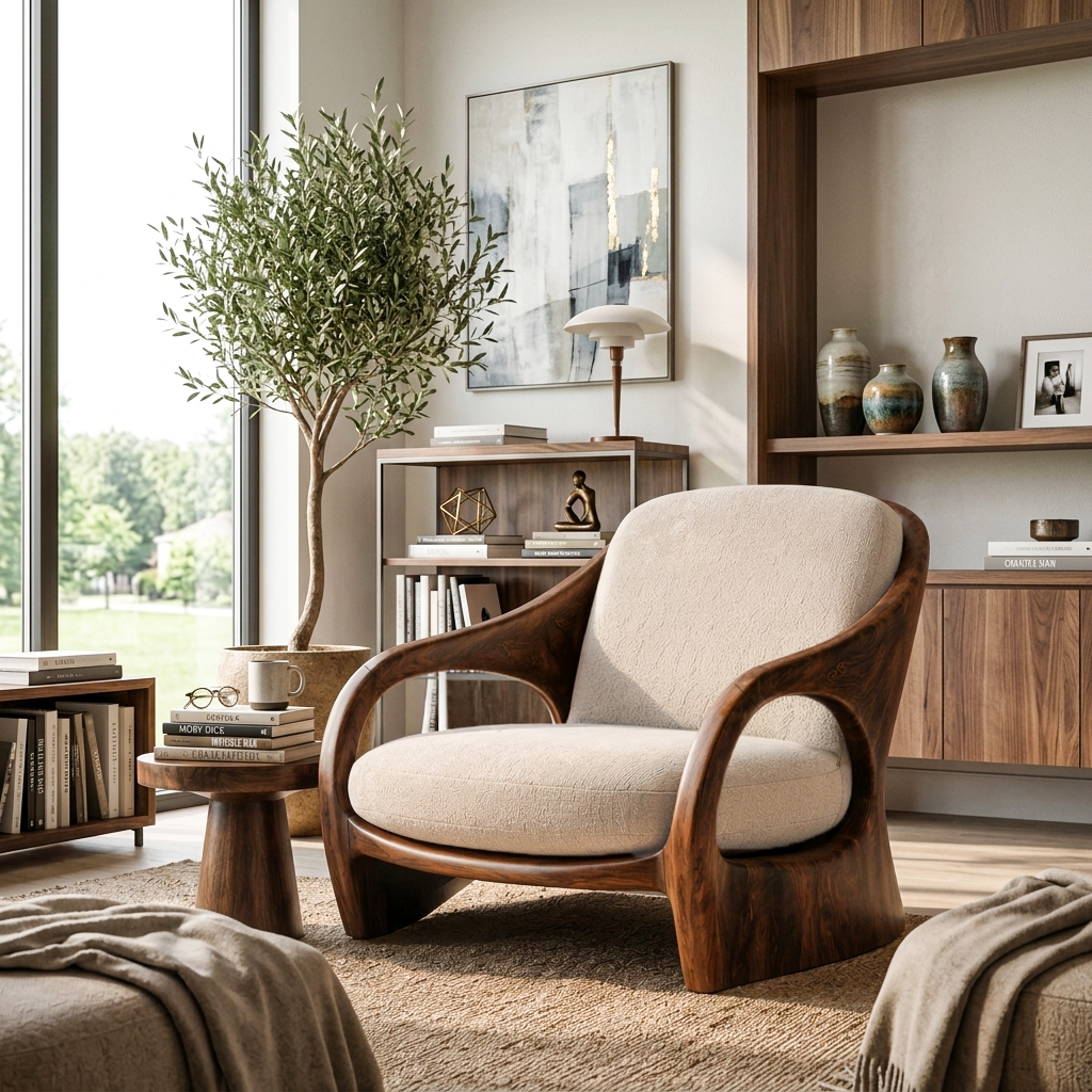 Modern Sculptural Lounge Chair For Living Room Or Reading Corner SITHTTCHR042