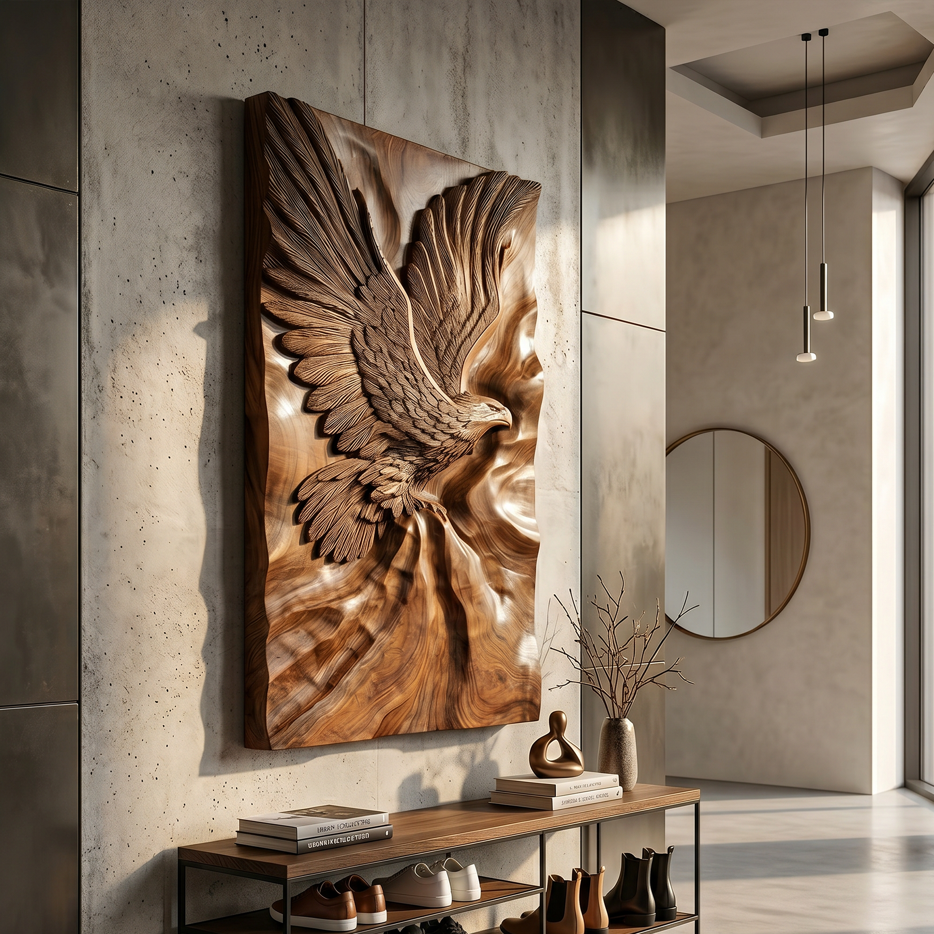 Minimalist Eagle Wood Wall Art Luxury Entryway Interior Statement SILDTTRWA116