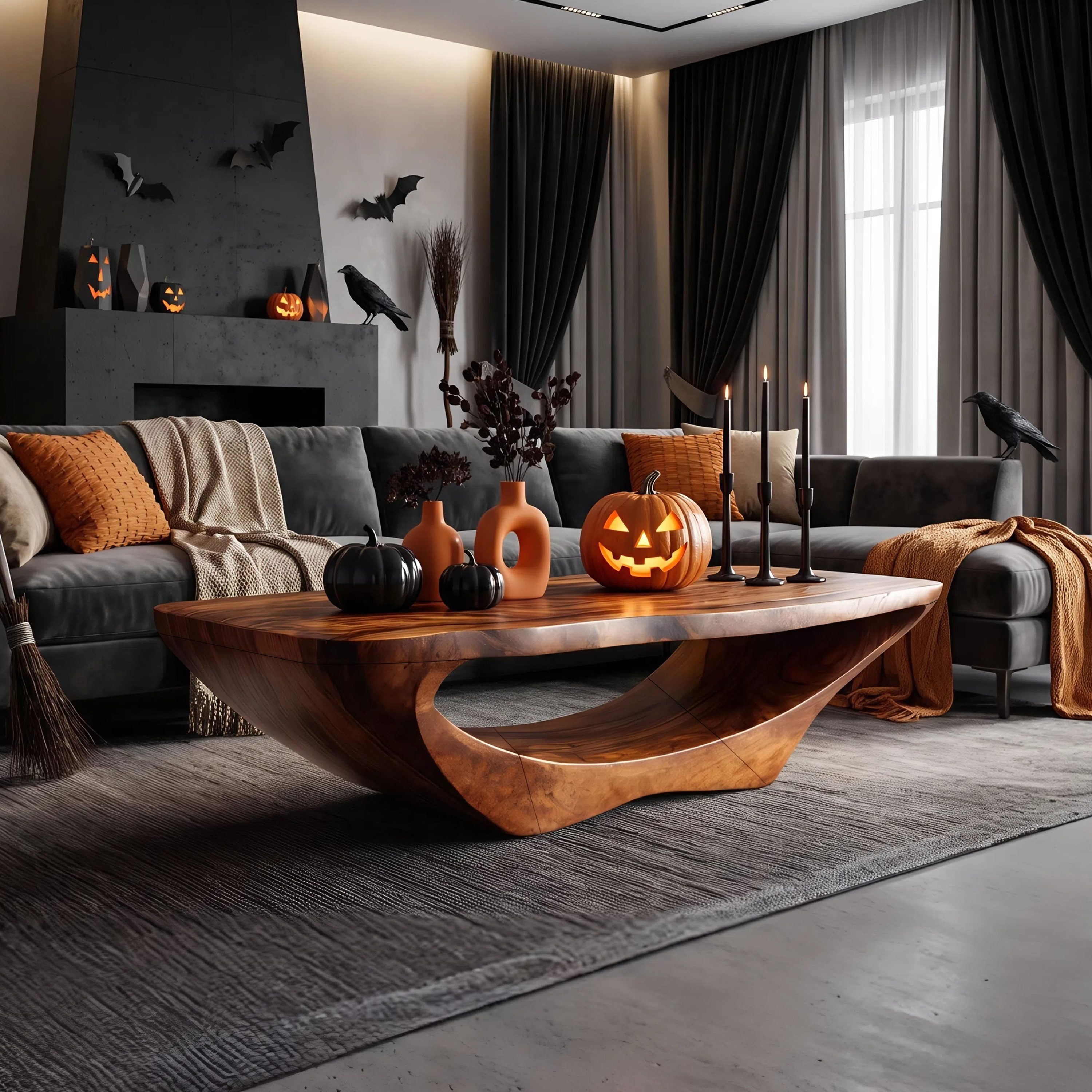 Farmhouse Live Edge Coffee Table Entryway Design Rustic Halloween SILDTTNHCF022