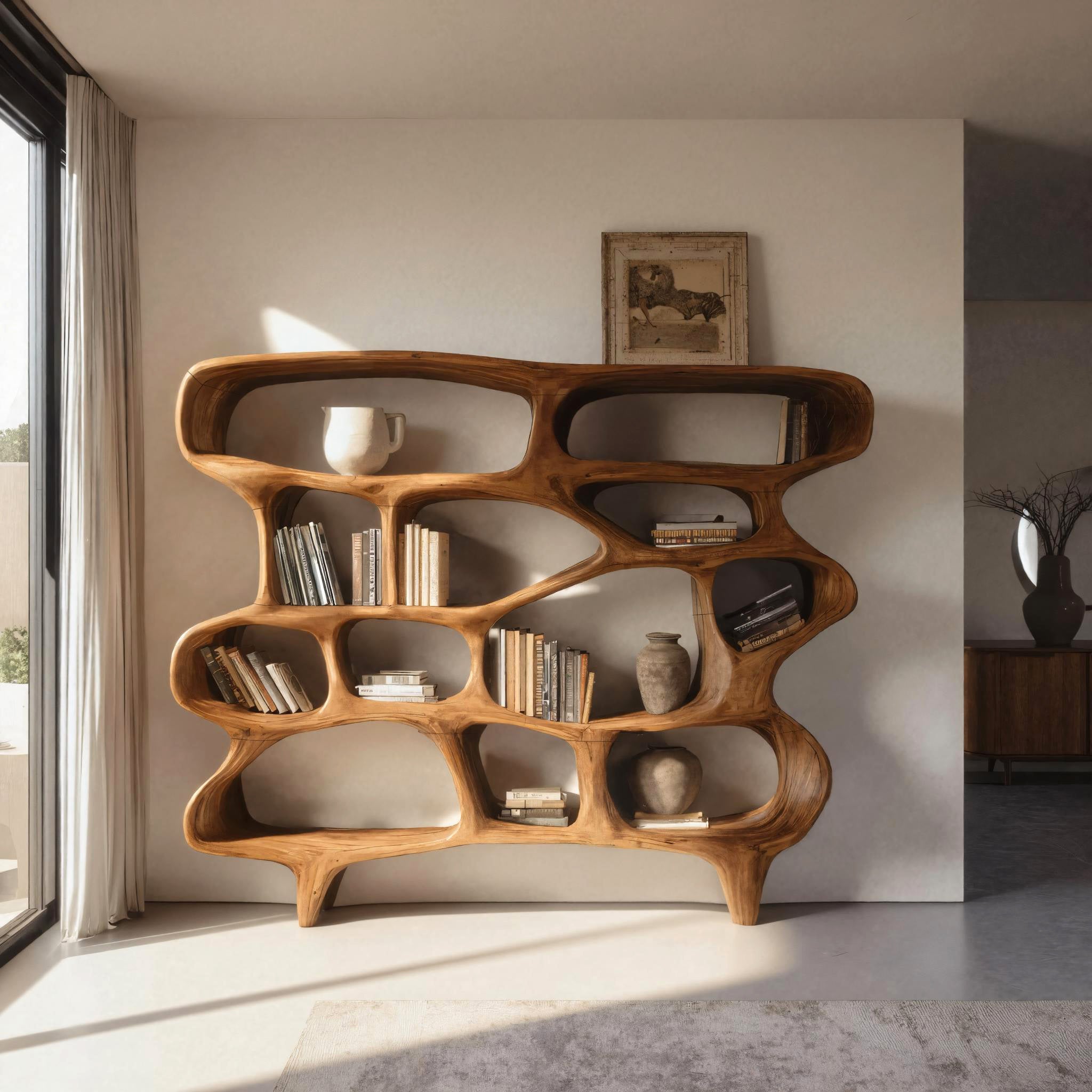 Organic Sculptural Bookshelf For Living Room Or Office Decor SITHHNBS065