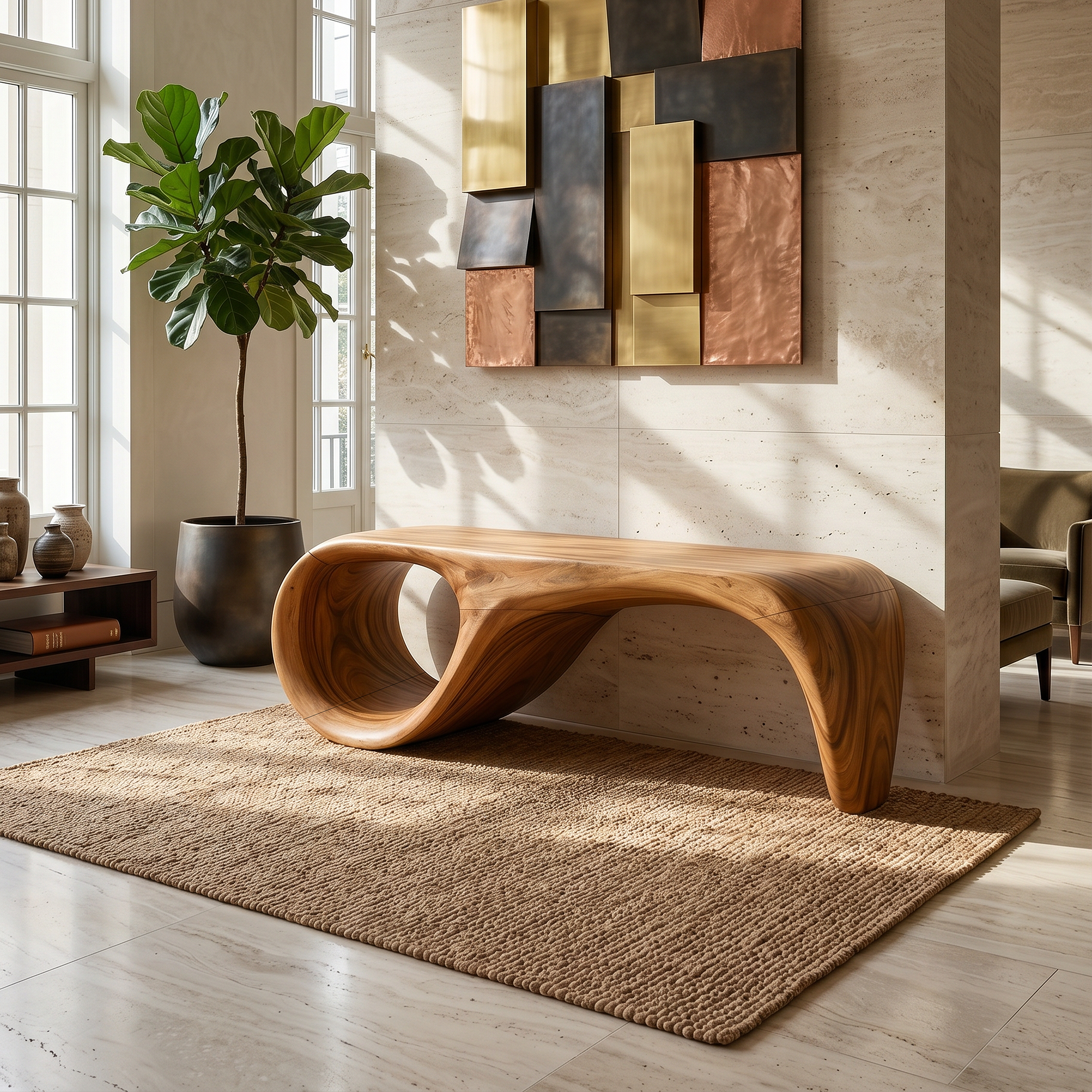 Modern Sculptural Bench Luxury Bedroom SILDTTRBEN062