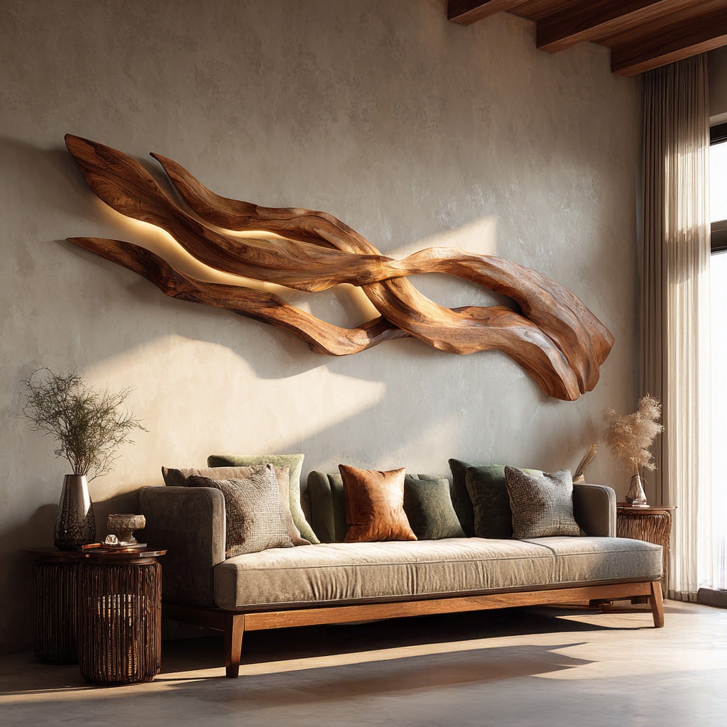 Contemporary Sculptural Wood Wall Art For Home Style RTTHHNWA182