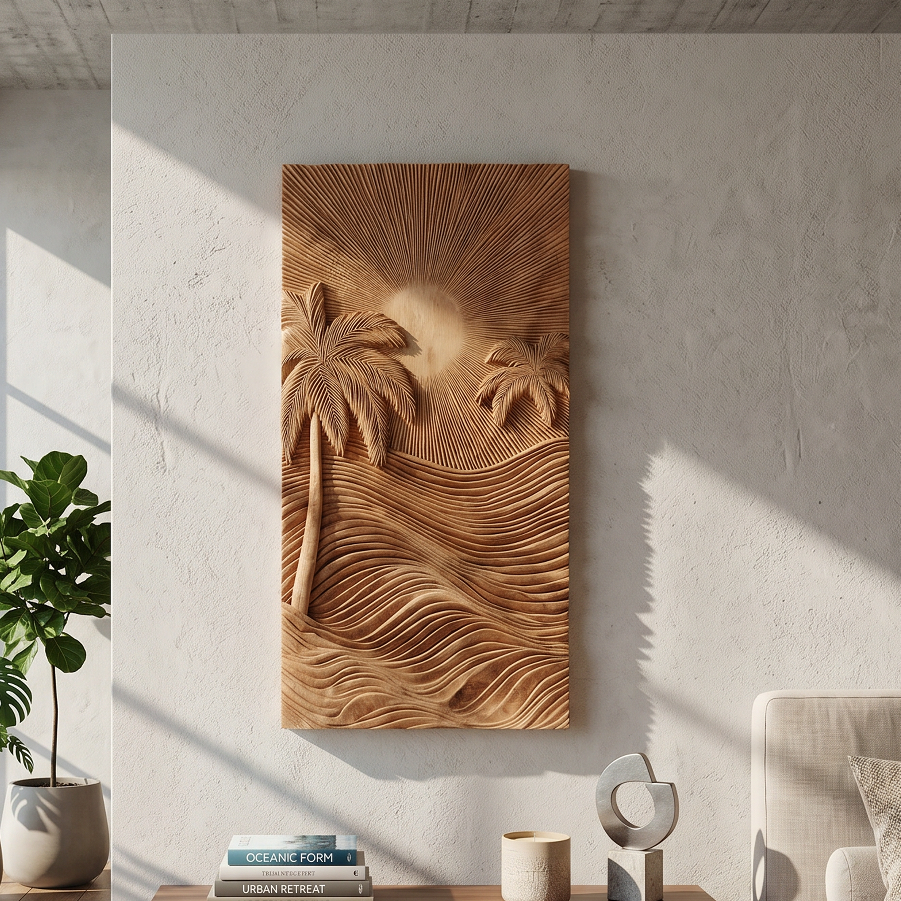Handcrafted Tropical Wooden Wall Sculpture For Elegant Beach House Decor SILDTTRWA065